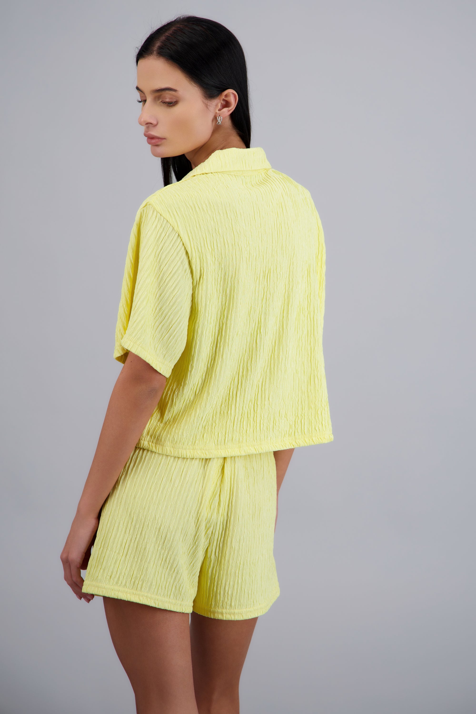 Camisa manga corta textura AMARILLO