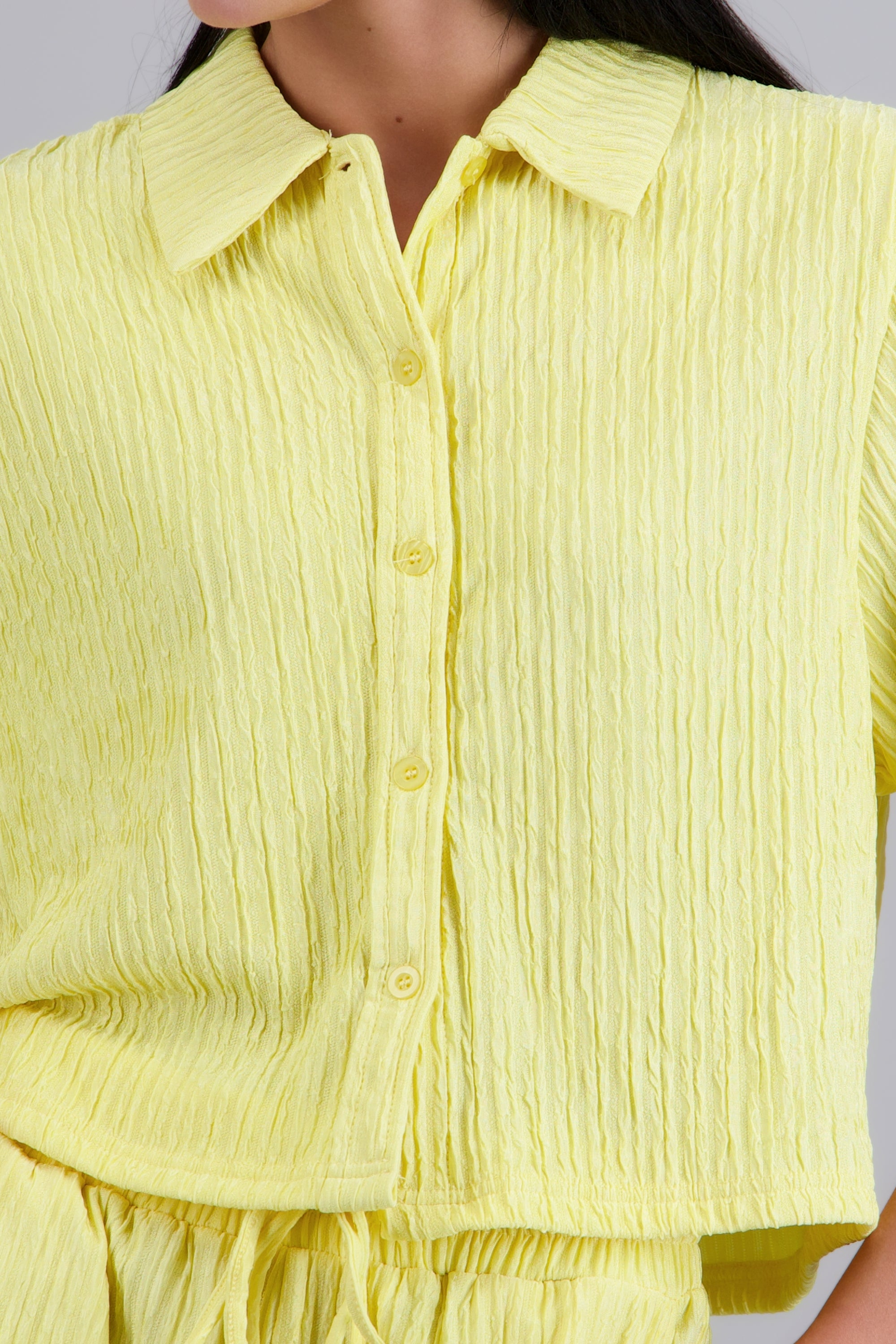 Camisa manga corta textura AMARILLO