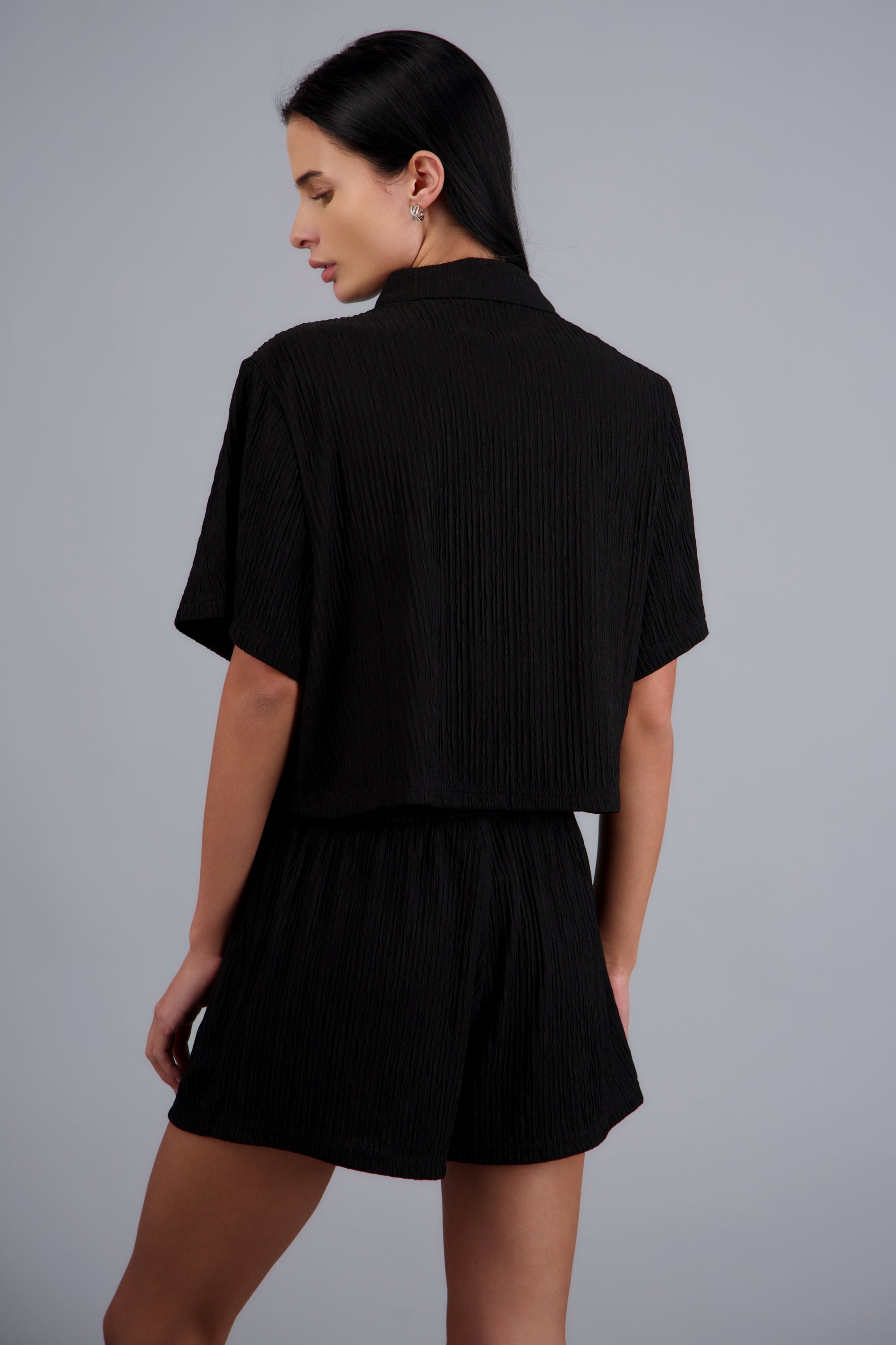 Camisa manga corta textura NEGRO