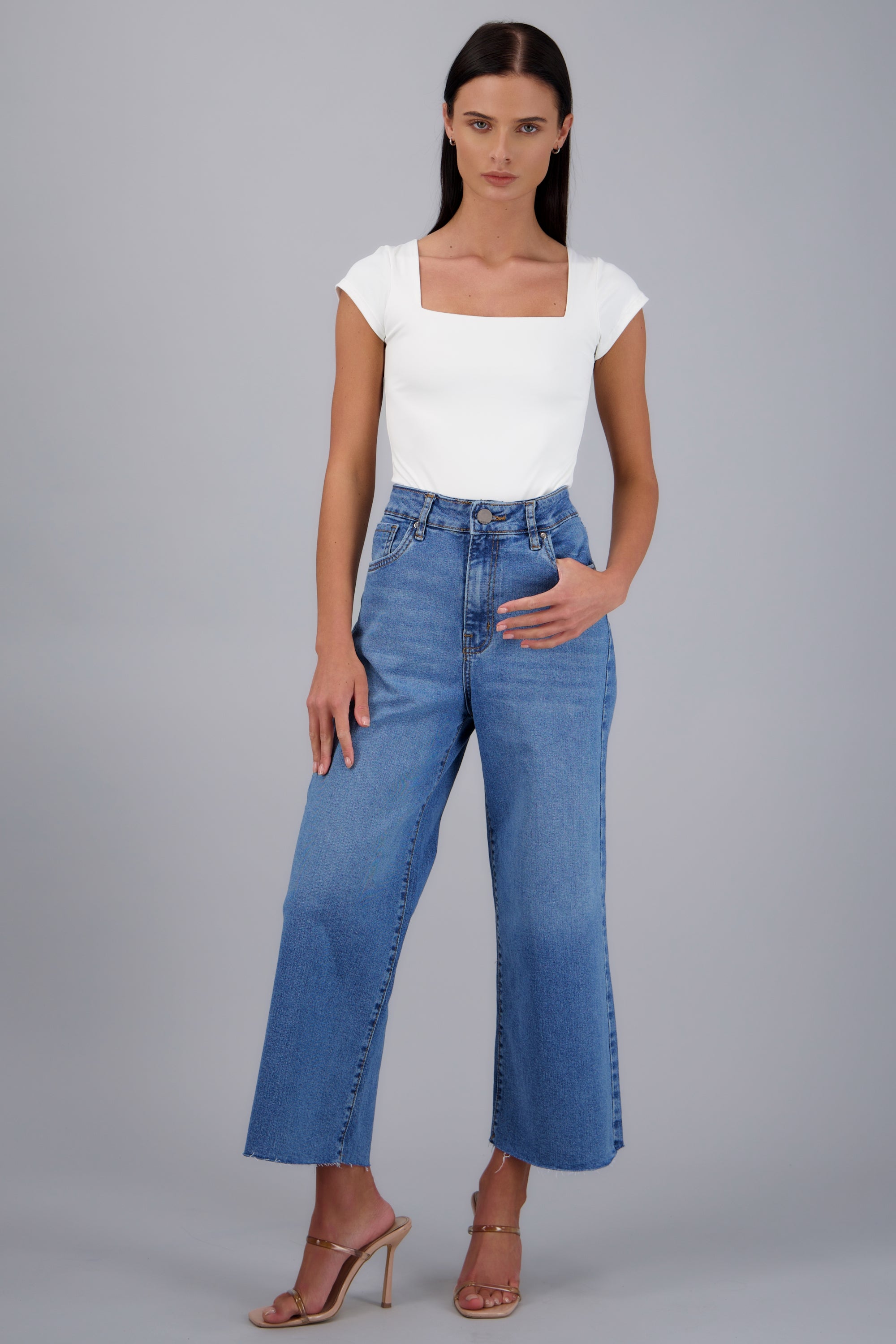 Jeans culotte al corte LIGHT WASH