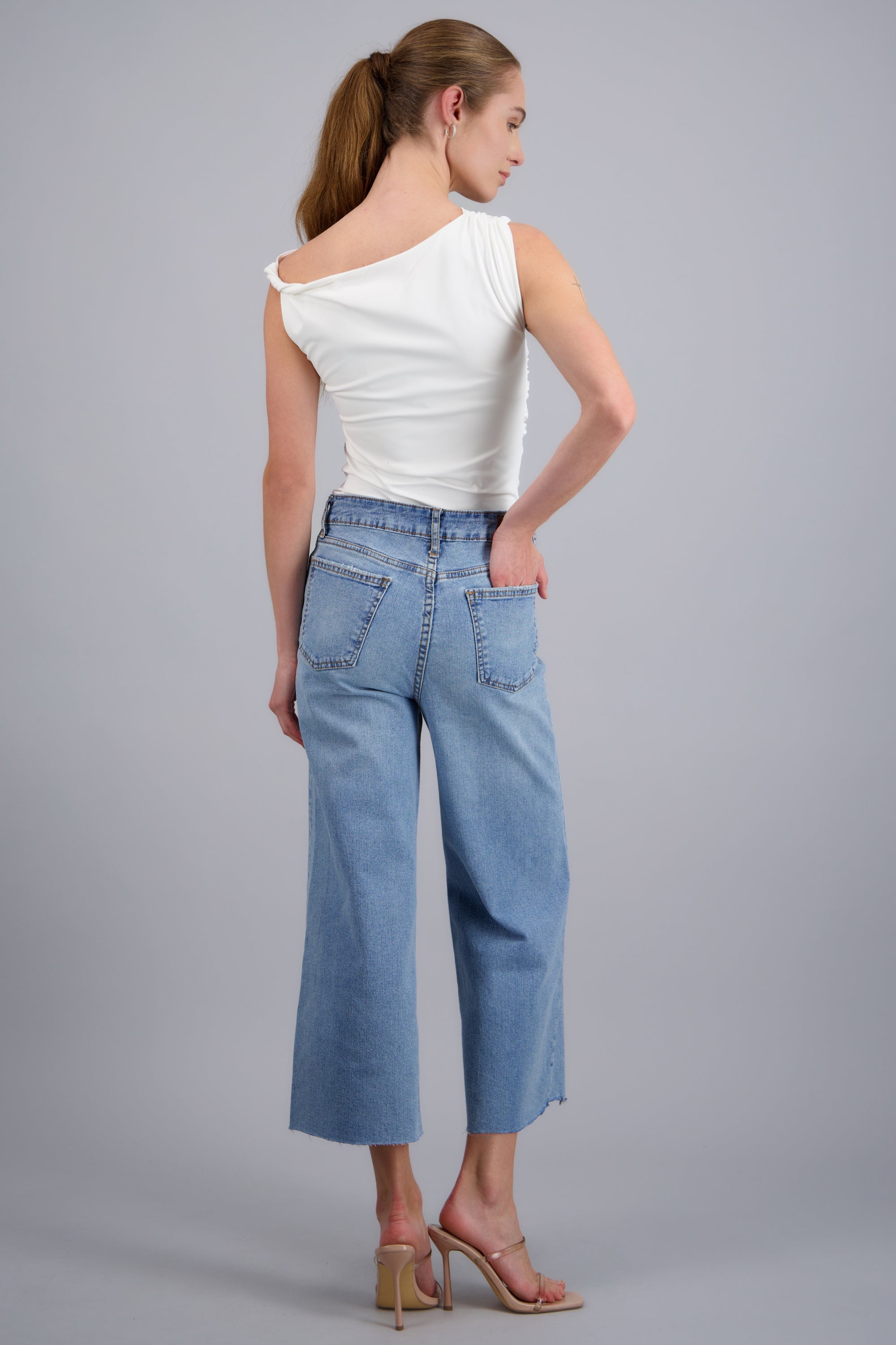 Jeans culotte al corte BLEACHED