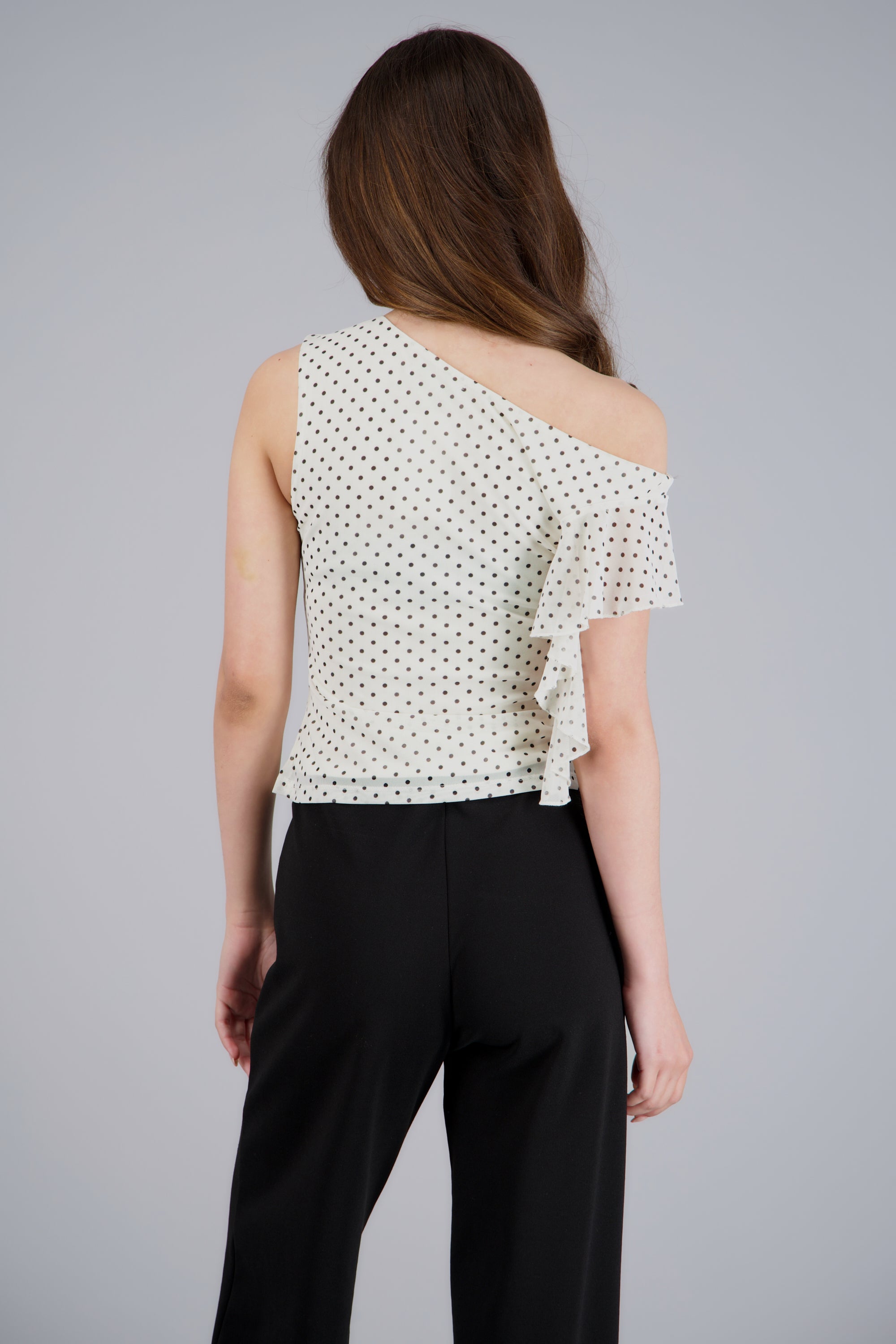 Top detalle olan estampado lunares HUESO COMBO