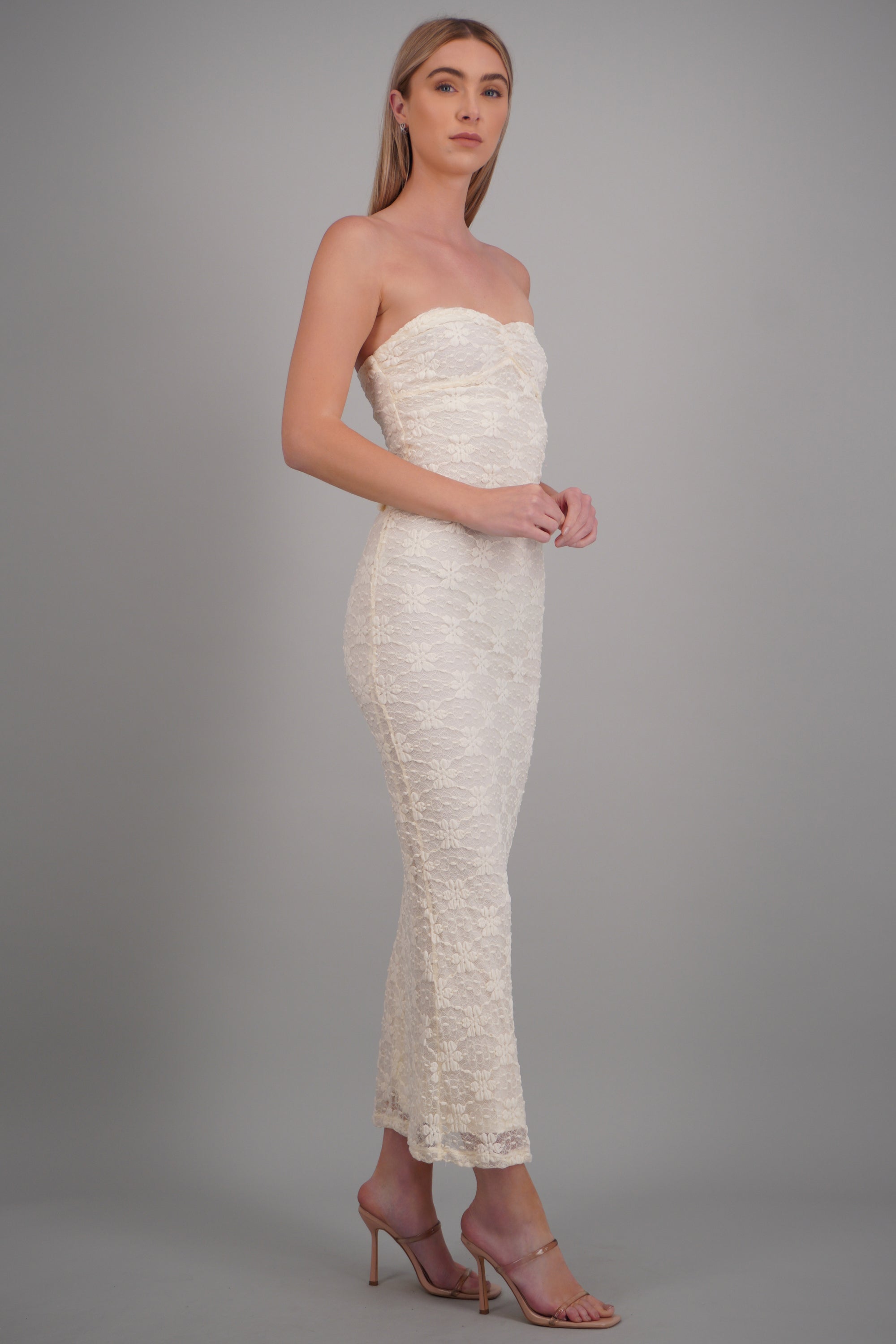 Top strapless encaje CREMA