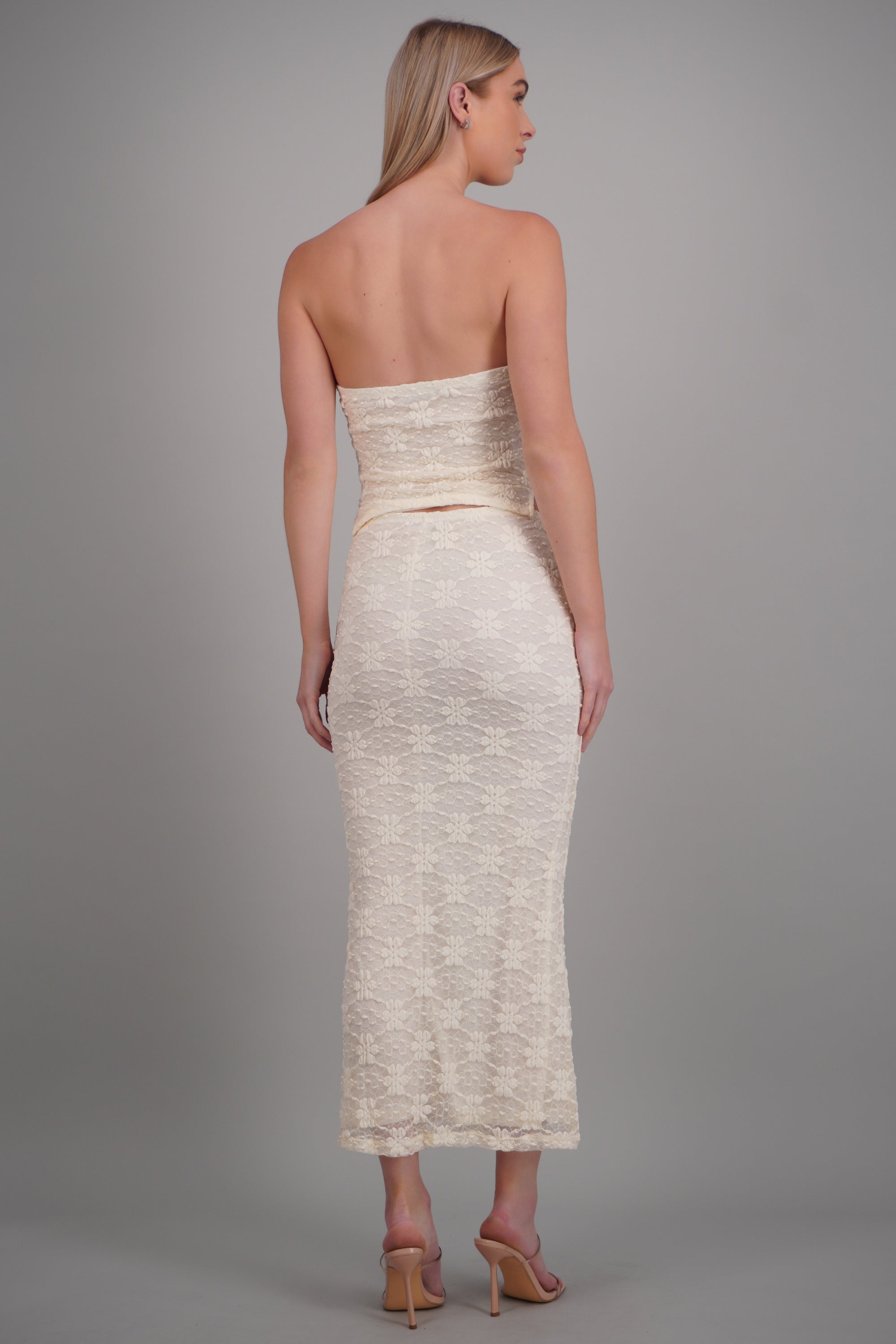 Top strapless encaje CREMA