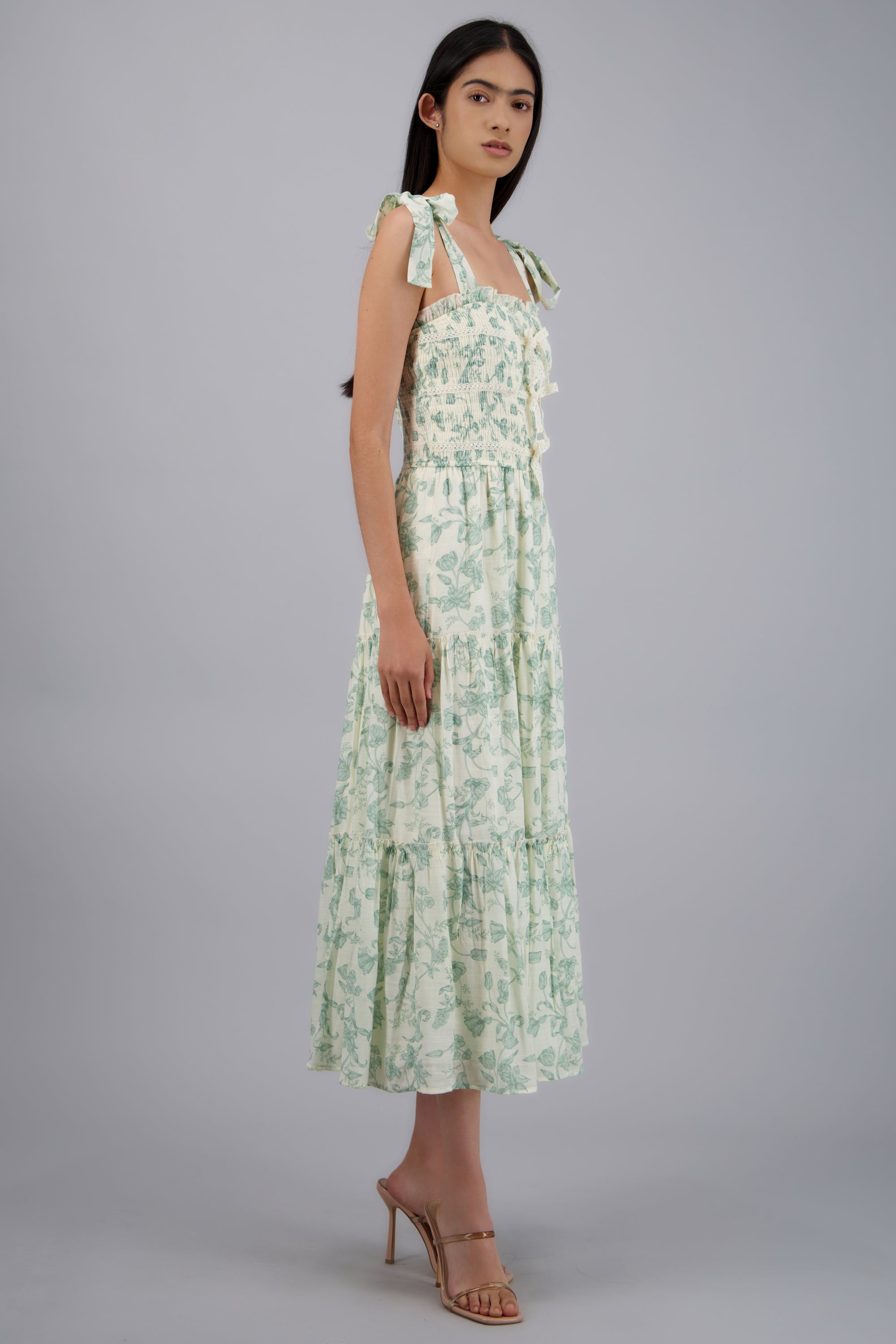 Vestido detalle moños estampado flores SAGE