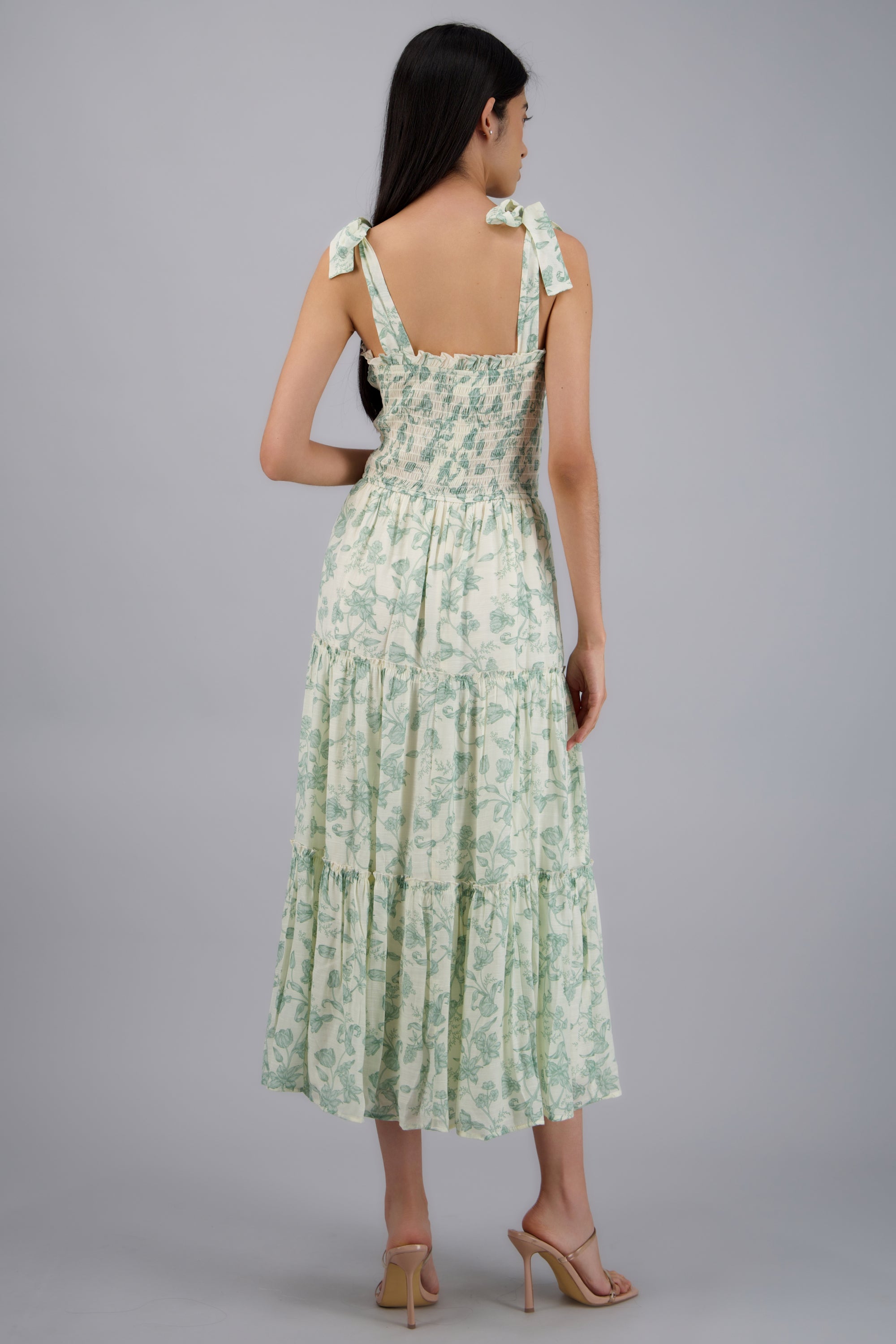Vestido detalle moños estampado flores SAGE