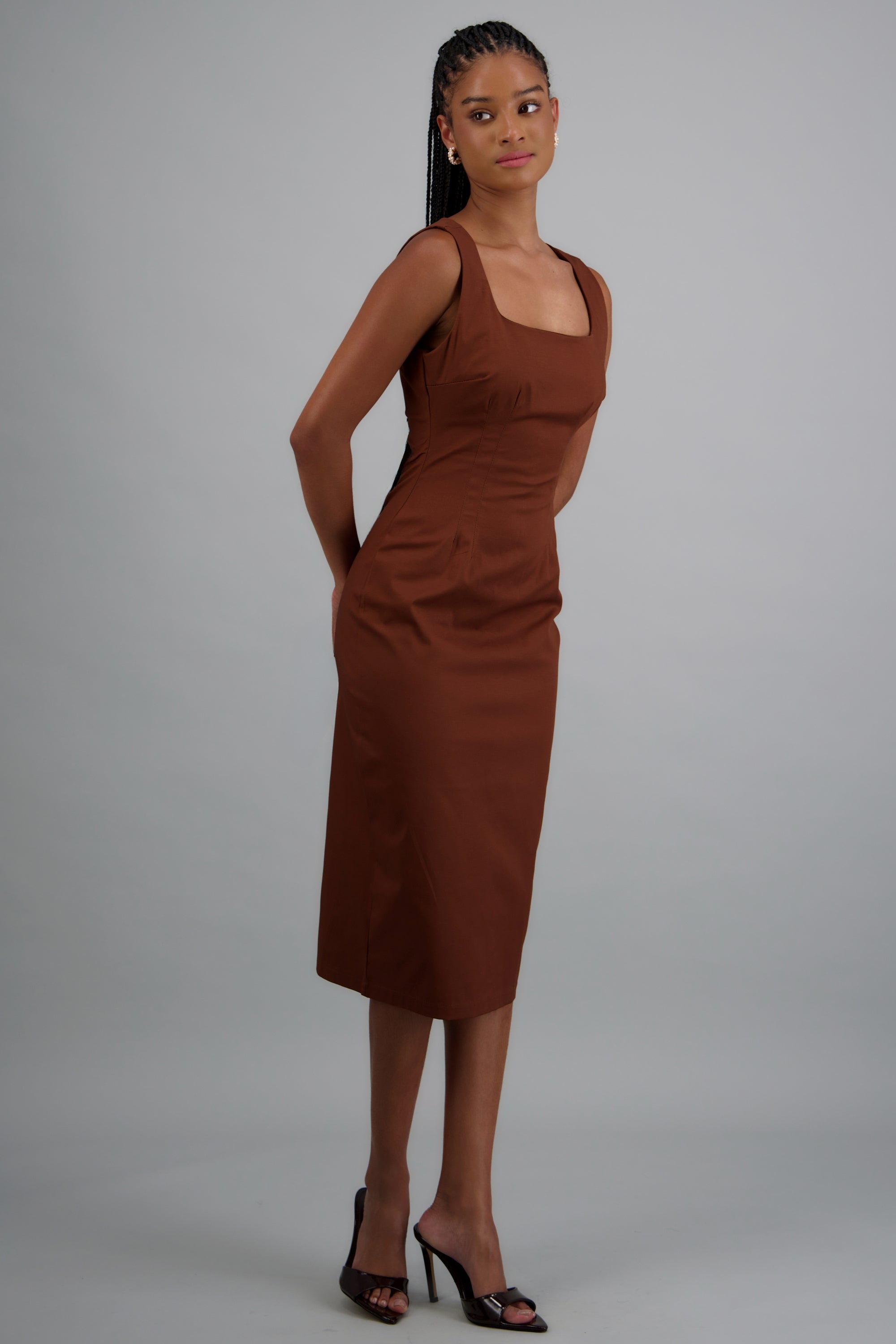 Vestido bodycon denim CHOCOLATE