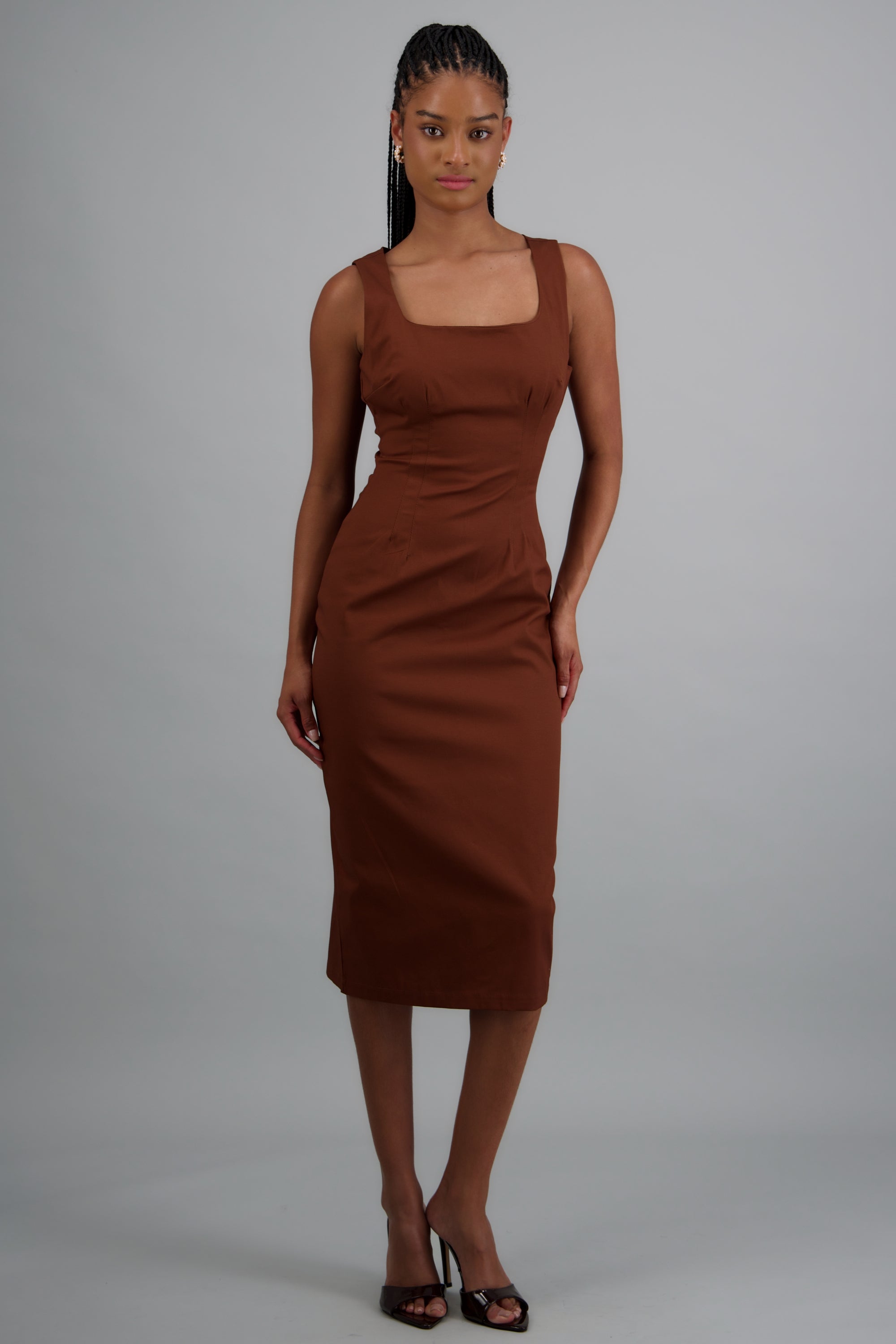Vestido bodycon denim CHOCOLATE