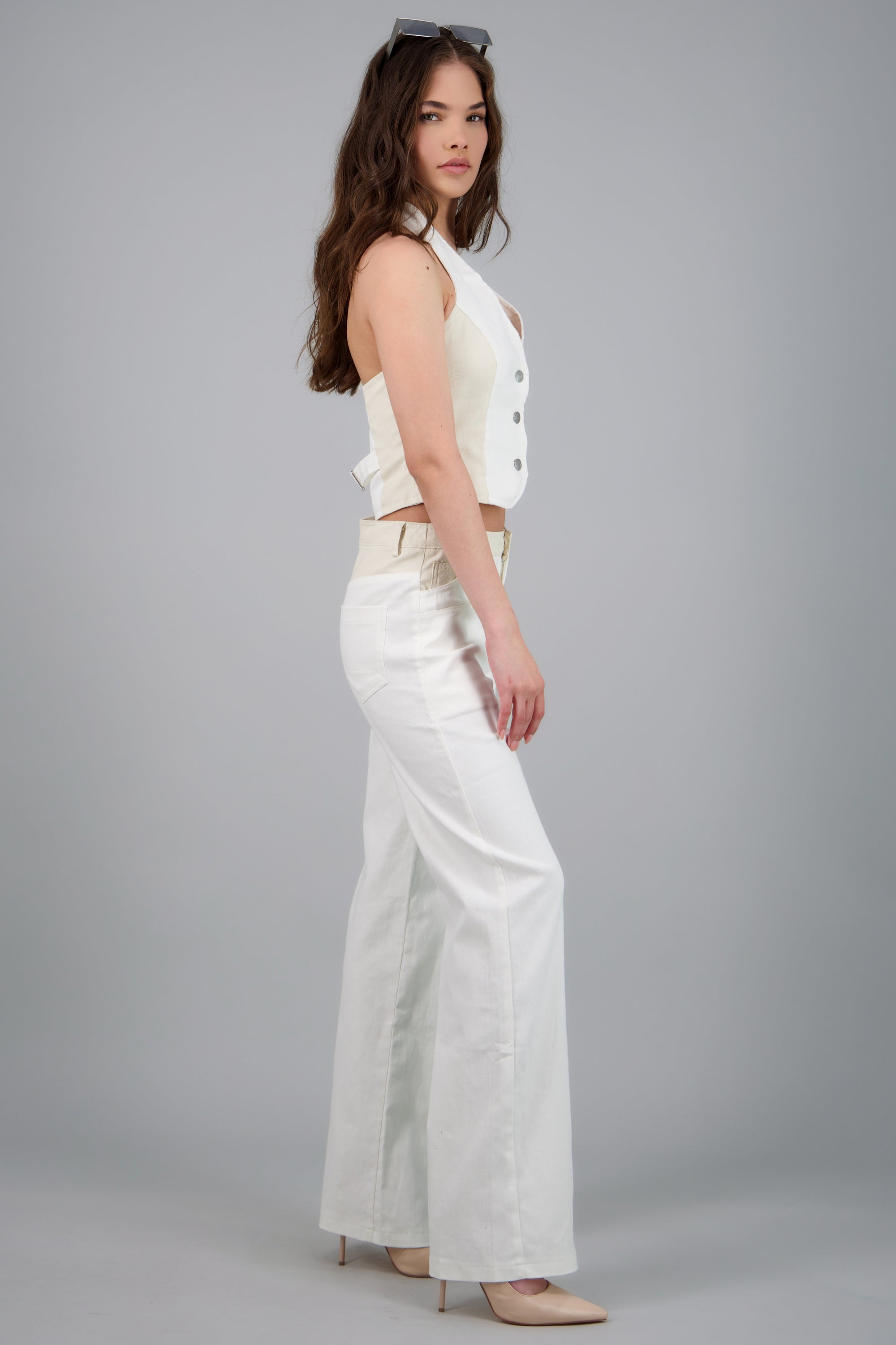 Pantalon vestir recto BLANCO COMBO