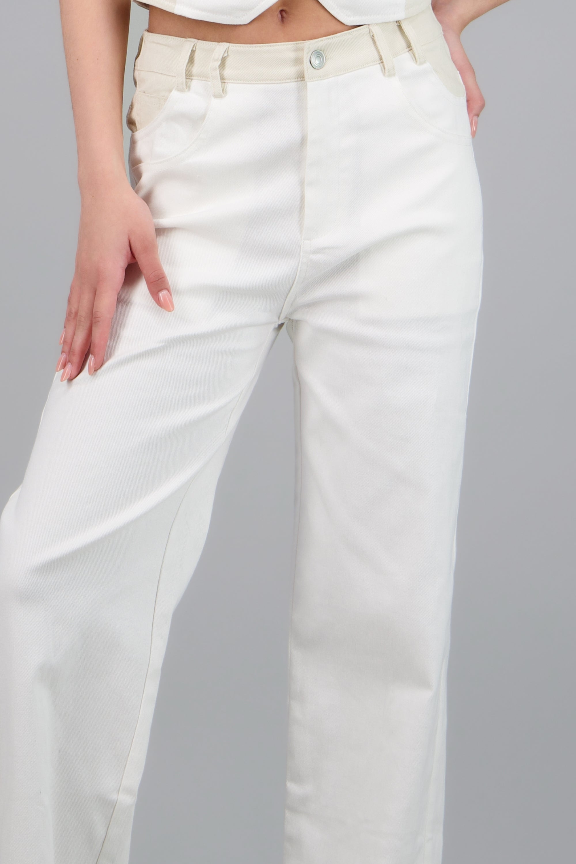 Pantalon vestir recto BLANCO COMBO