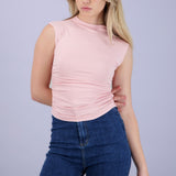 Top drapeado sin mangas