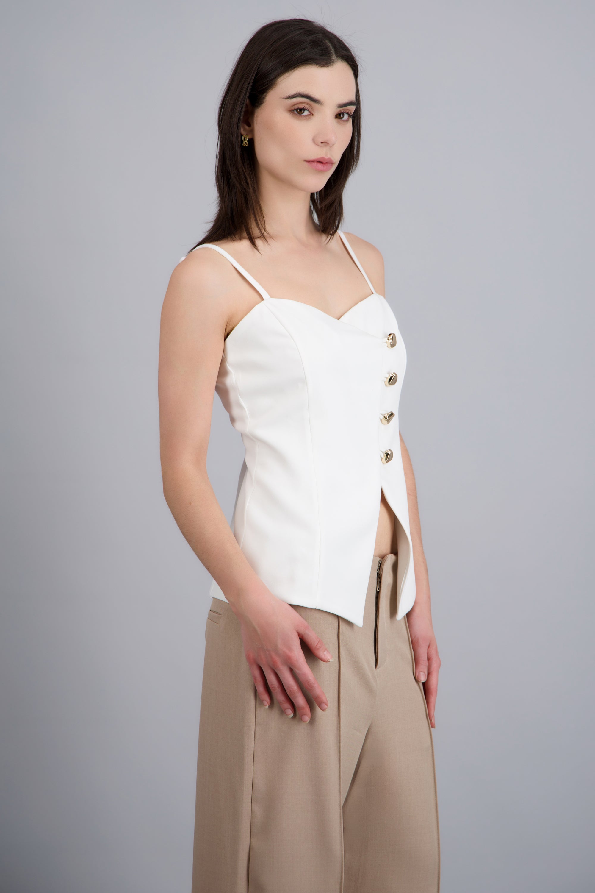 Blusa tirantes detalle botones BLANCO