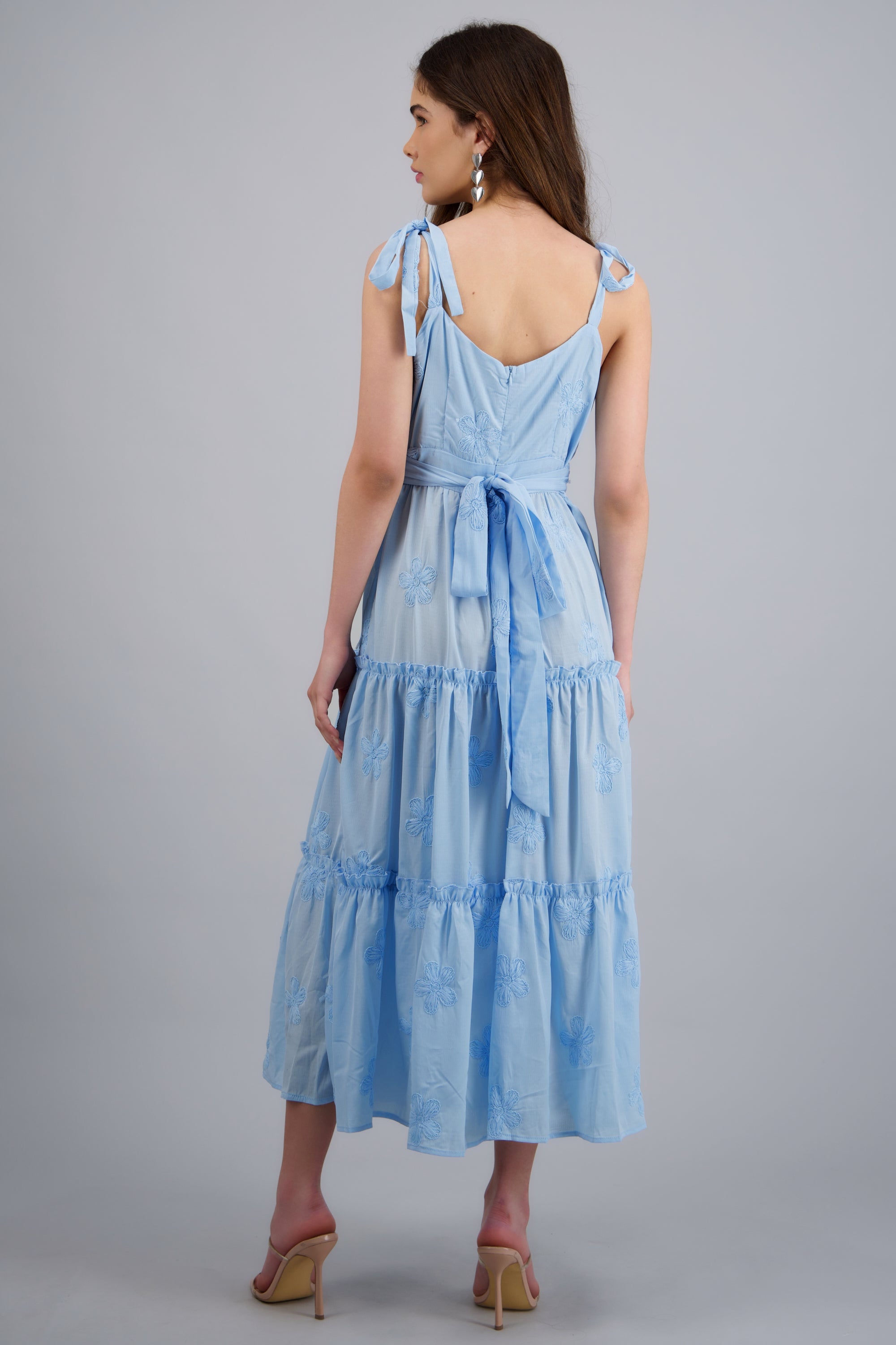 Vestido maxi bordado AZUL COMBO
