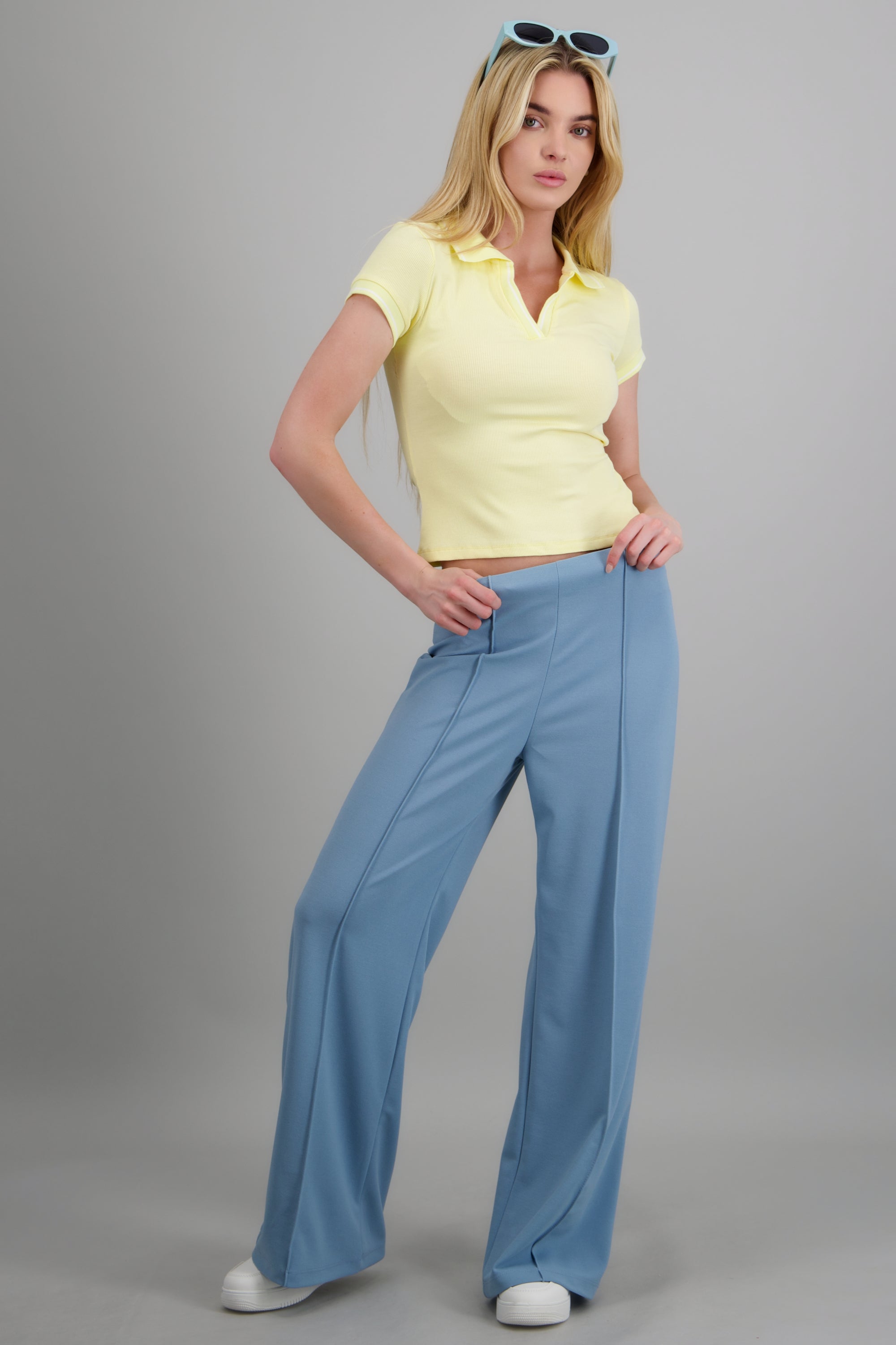 Pantalo amplio costura frontal AZUL