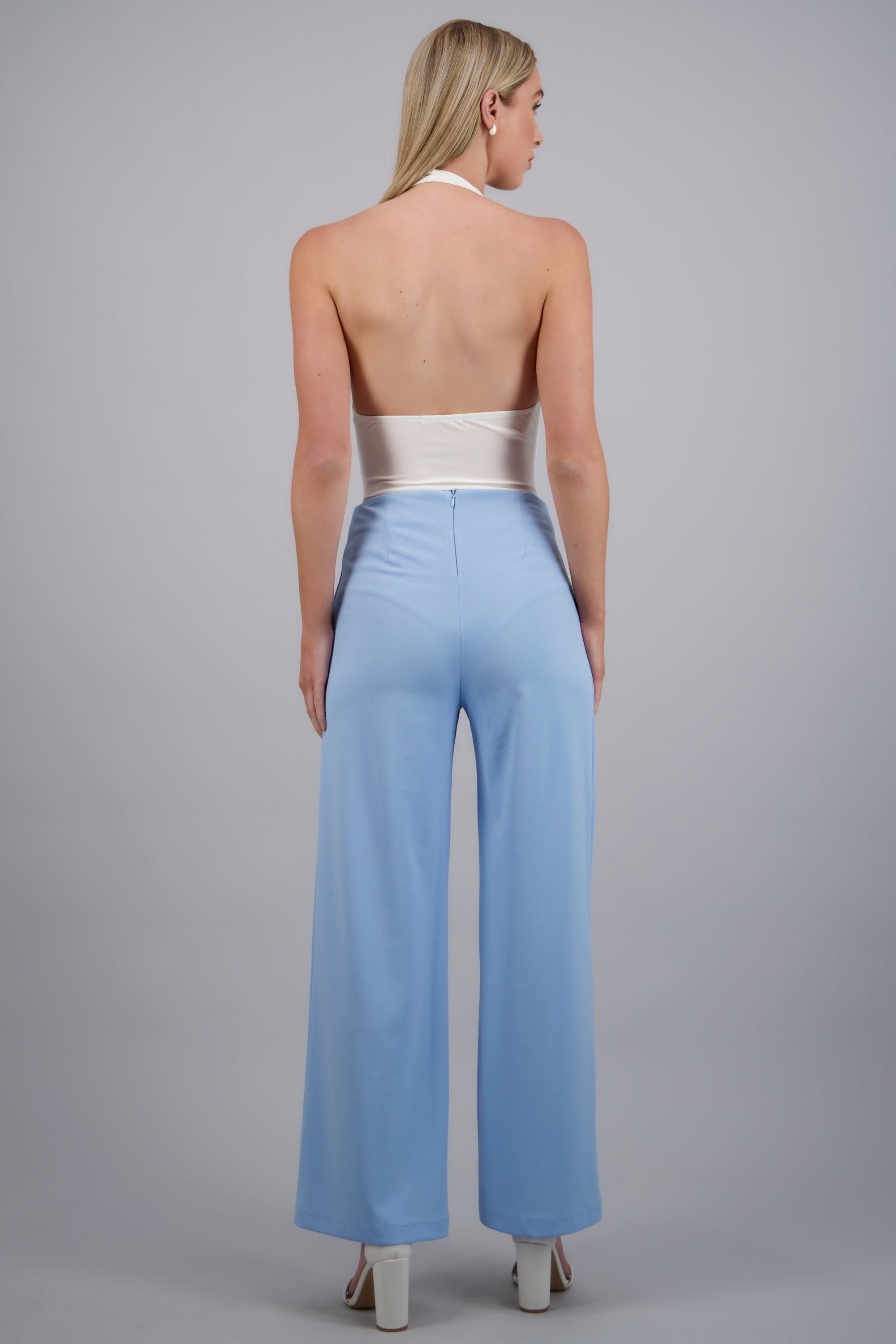 Pantalo amplio costura frontal AZUL PASTEL