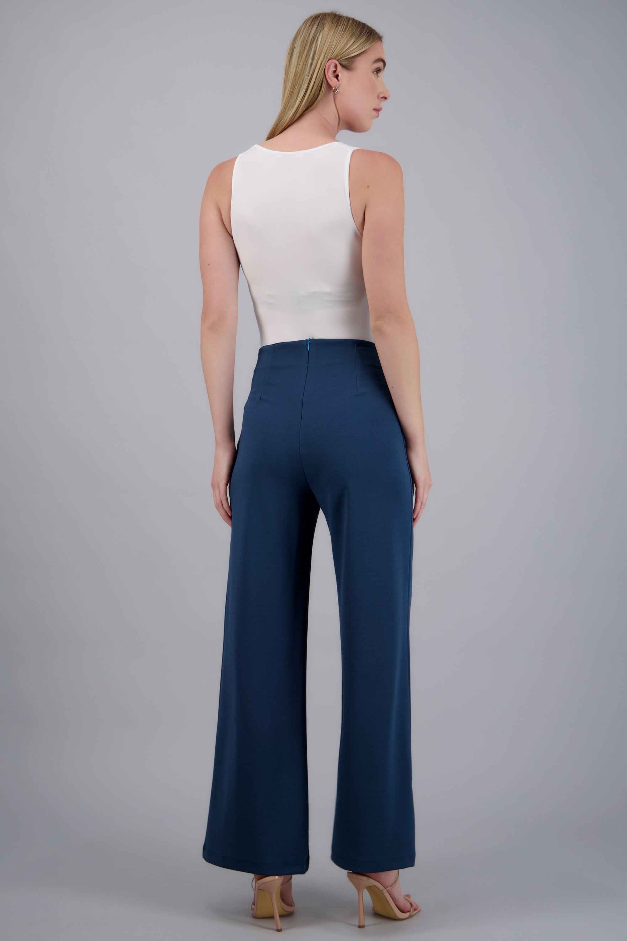 Pantalo amplio costura frontal PETROLEO