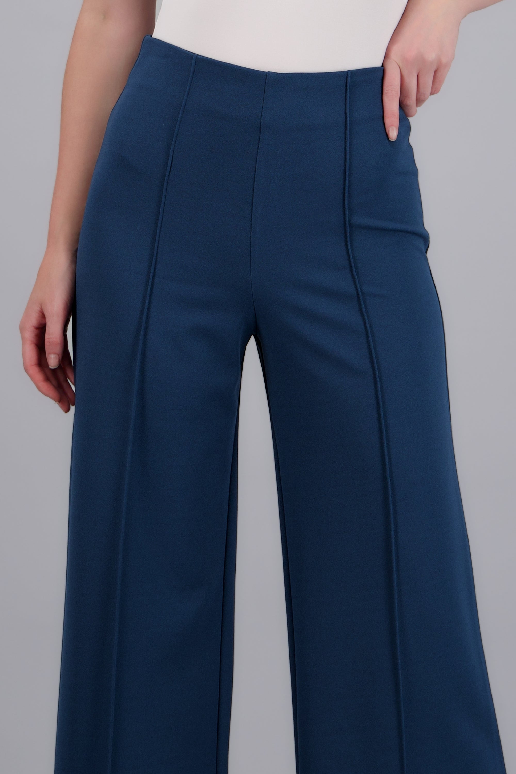 Pantalo amplio costura frontal PETROLEO
