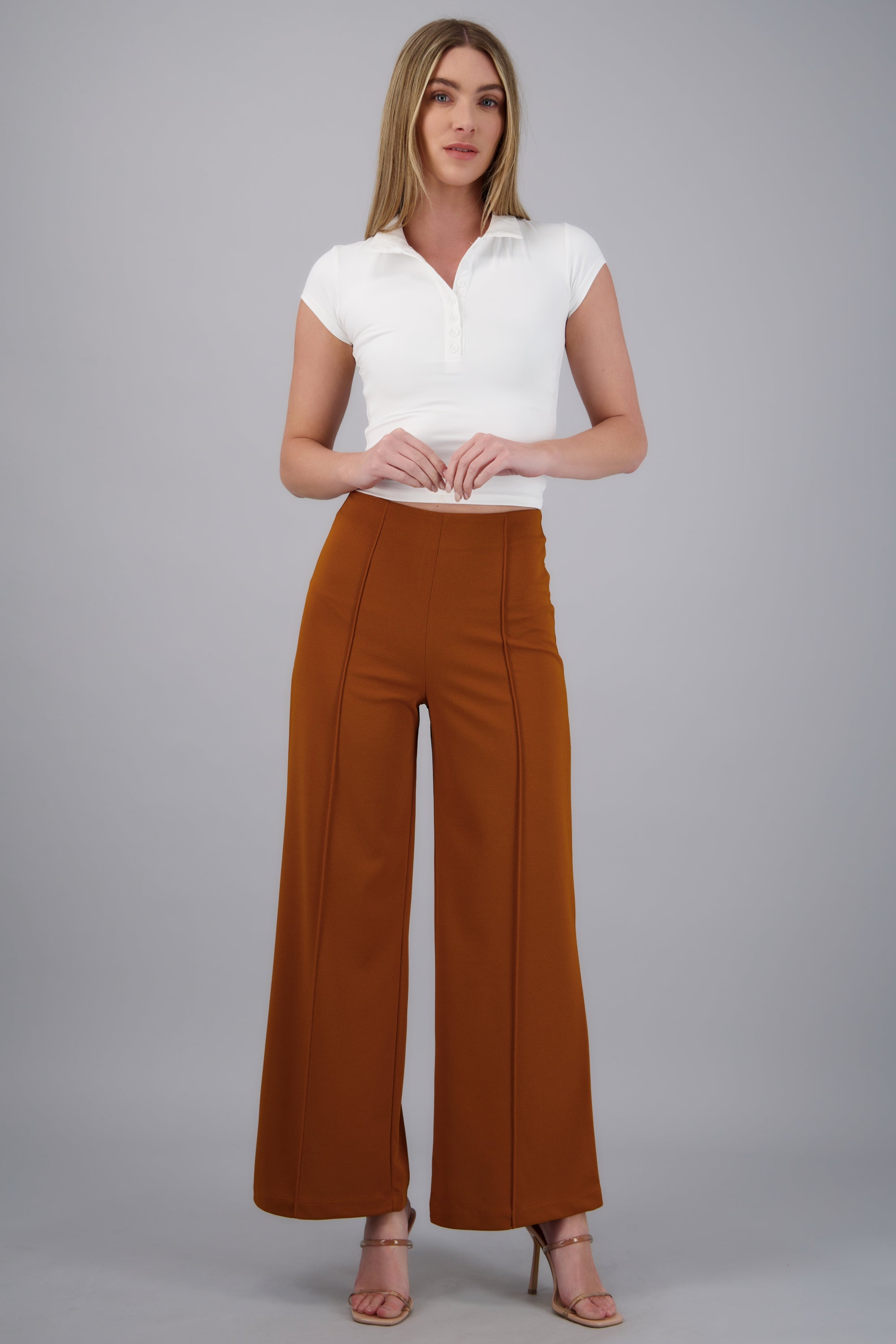Pantalo amplio costura frontal LADRILLO