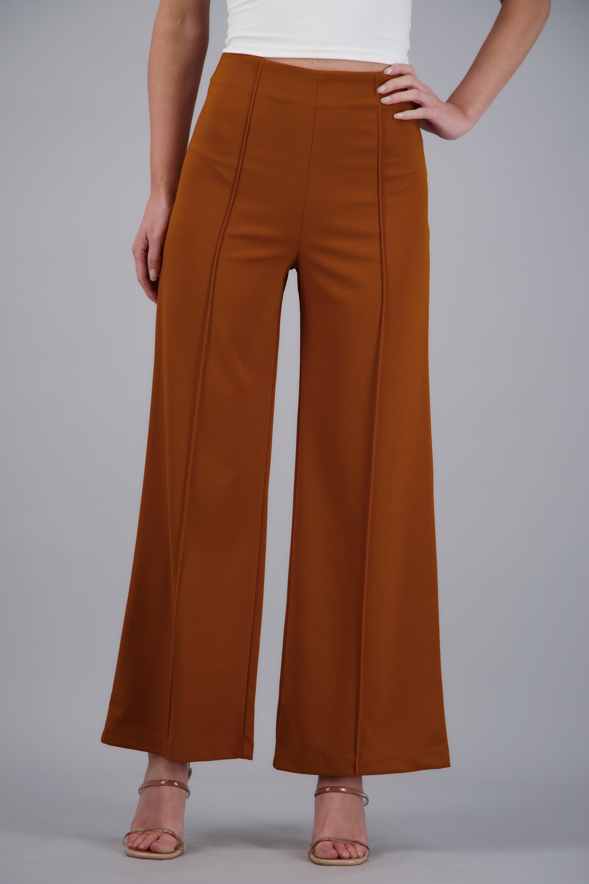 Pantalo amplio costura frontal LADRILLO