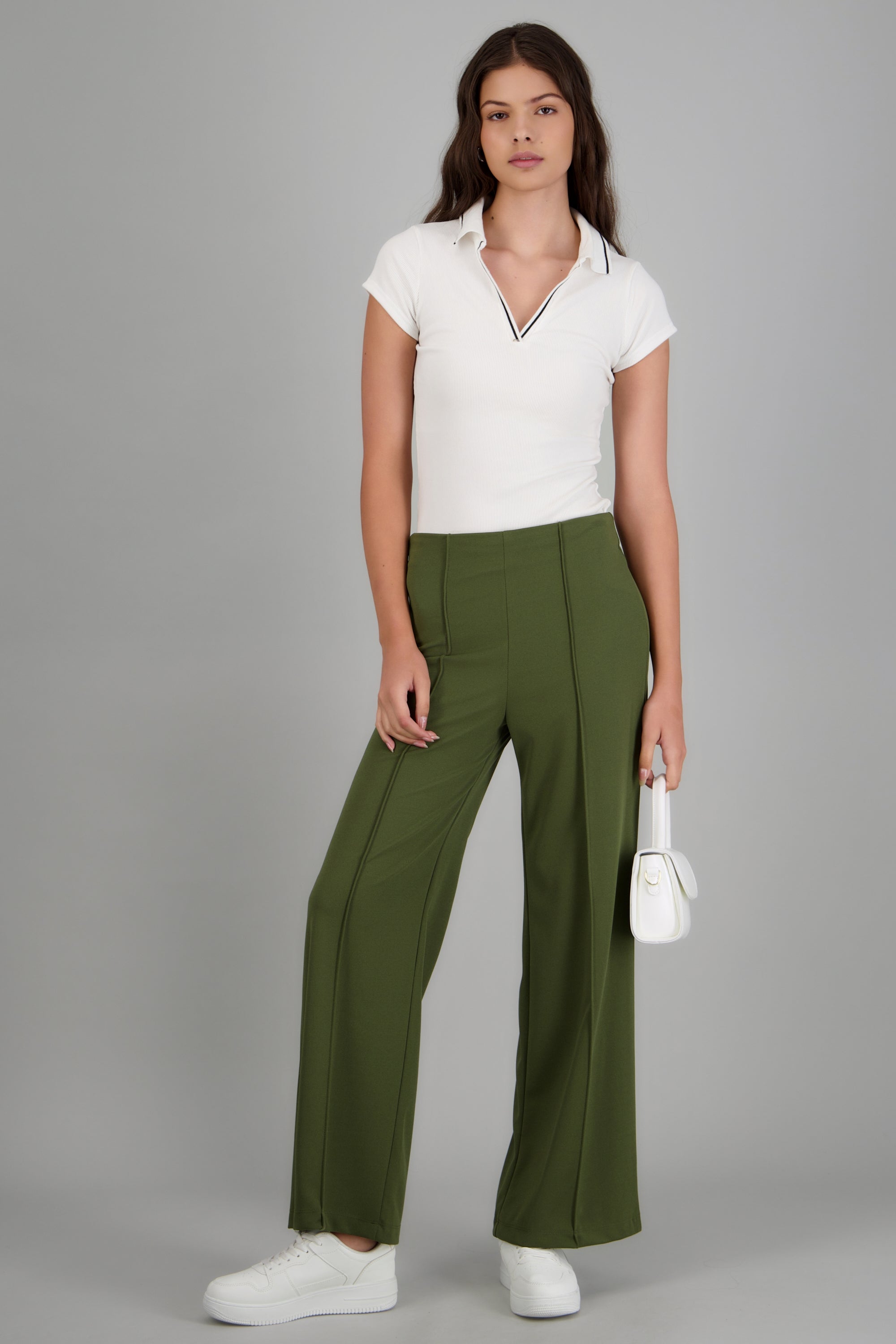 Pantalo amplio costura frontal OLIVO