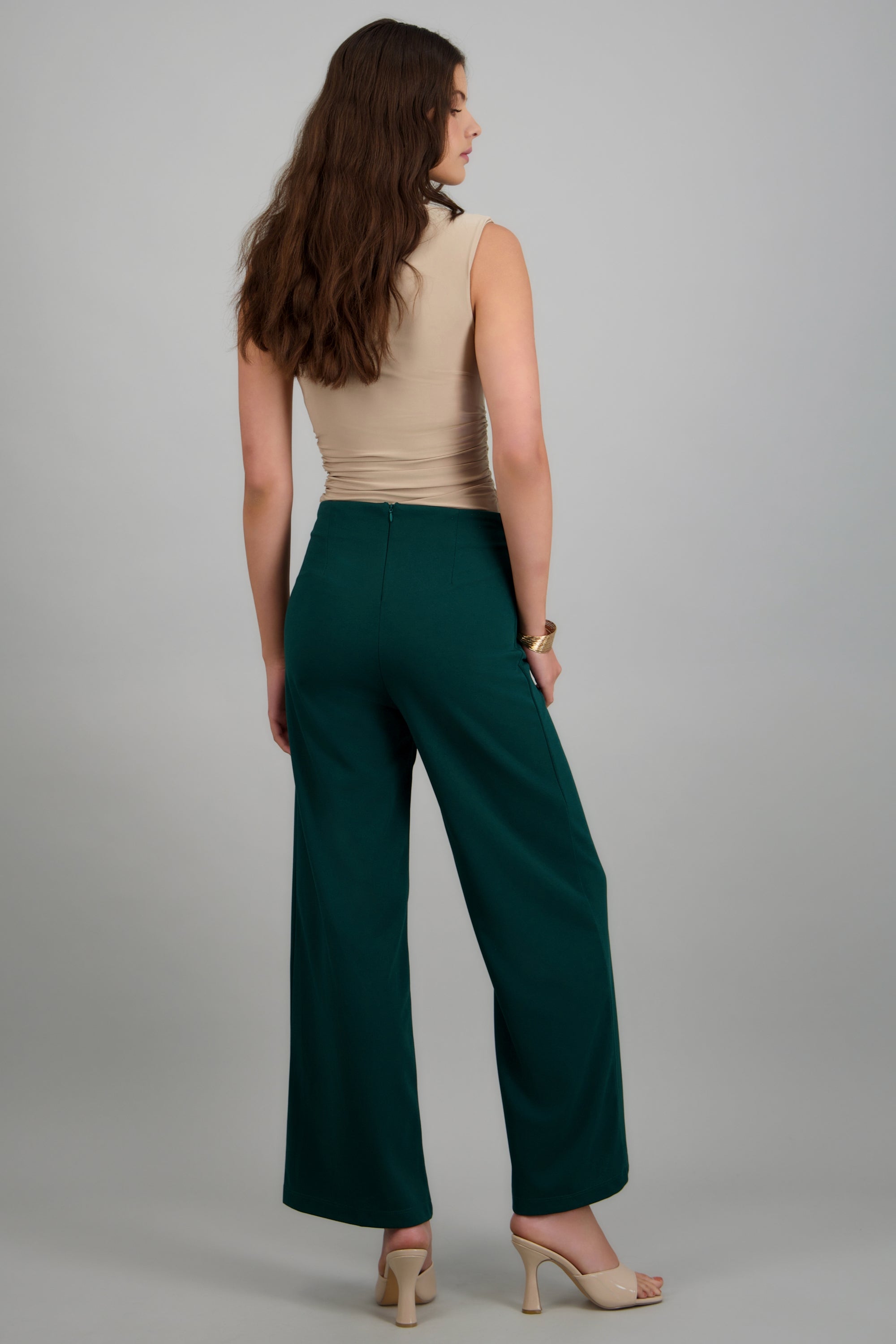 Pantalo amplio costura frontal VERDE CAZADOR