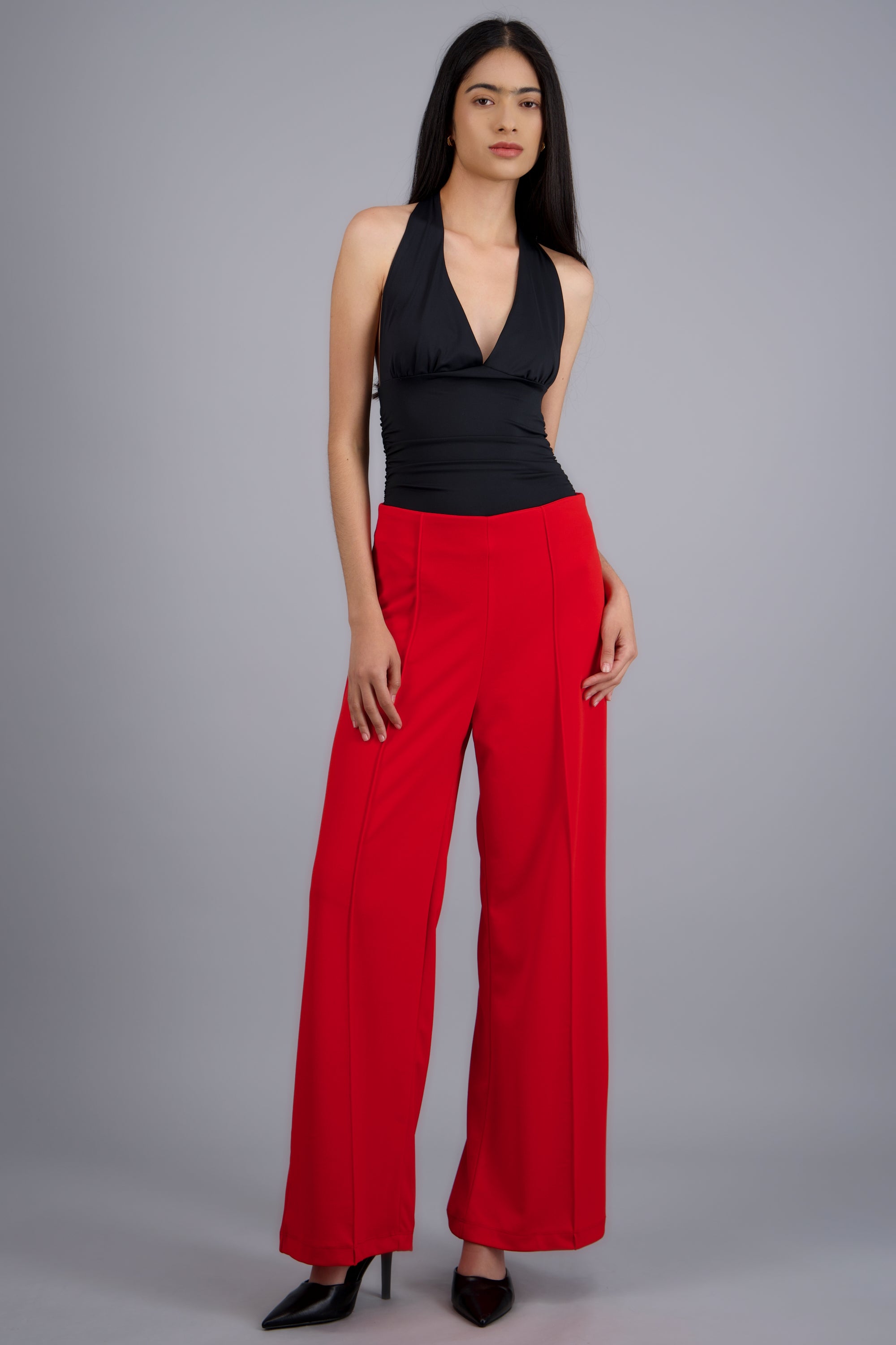 Pantalo amplio costura frontal ROJO TOMATE
