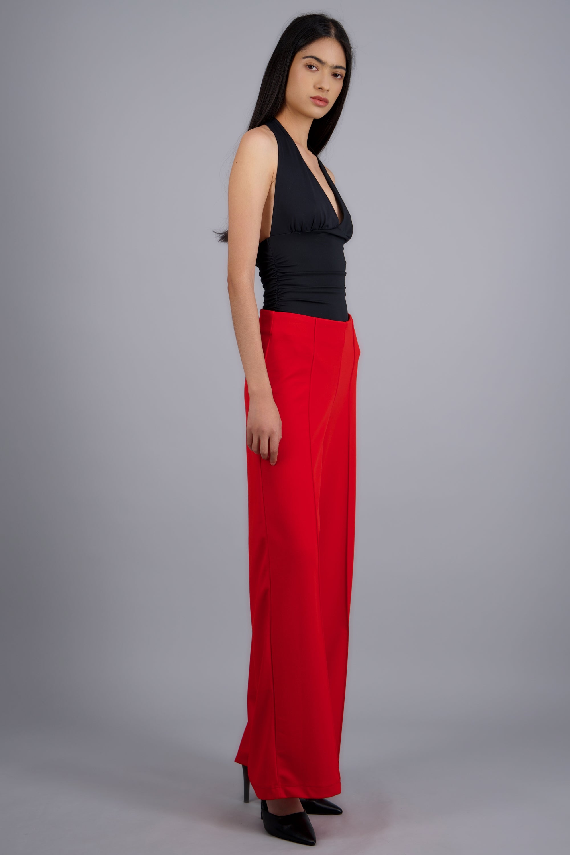 Pantalo amplio costura frontal ROJO TOMATE