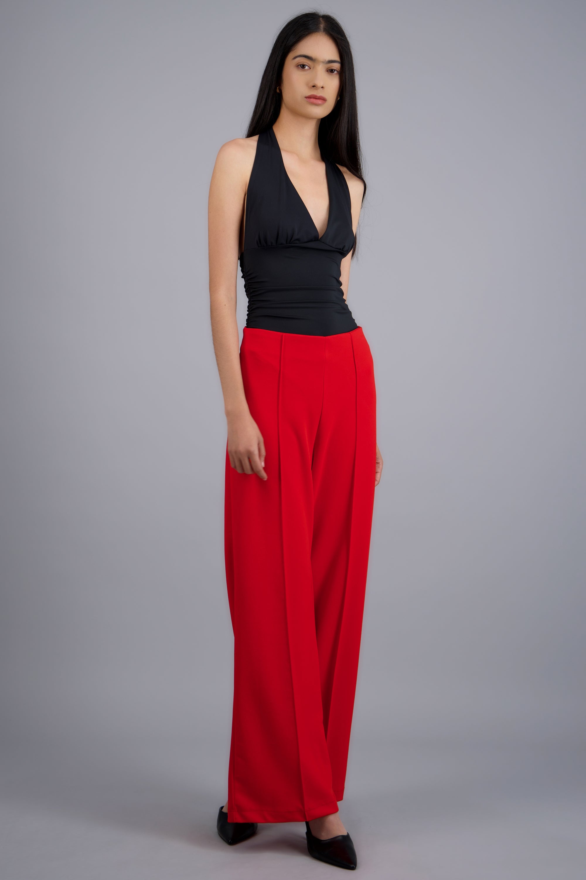 Pantalo amplio costura frontal ROJO TOMATE