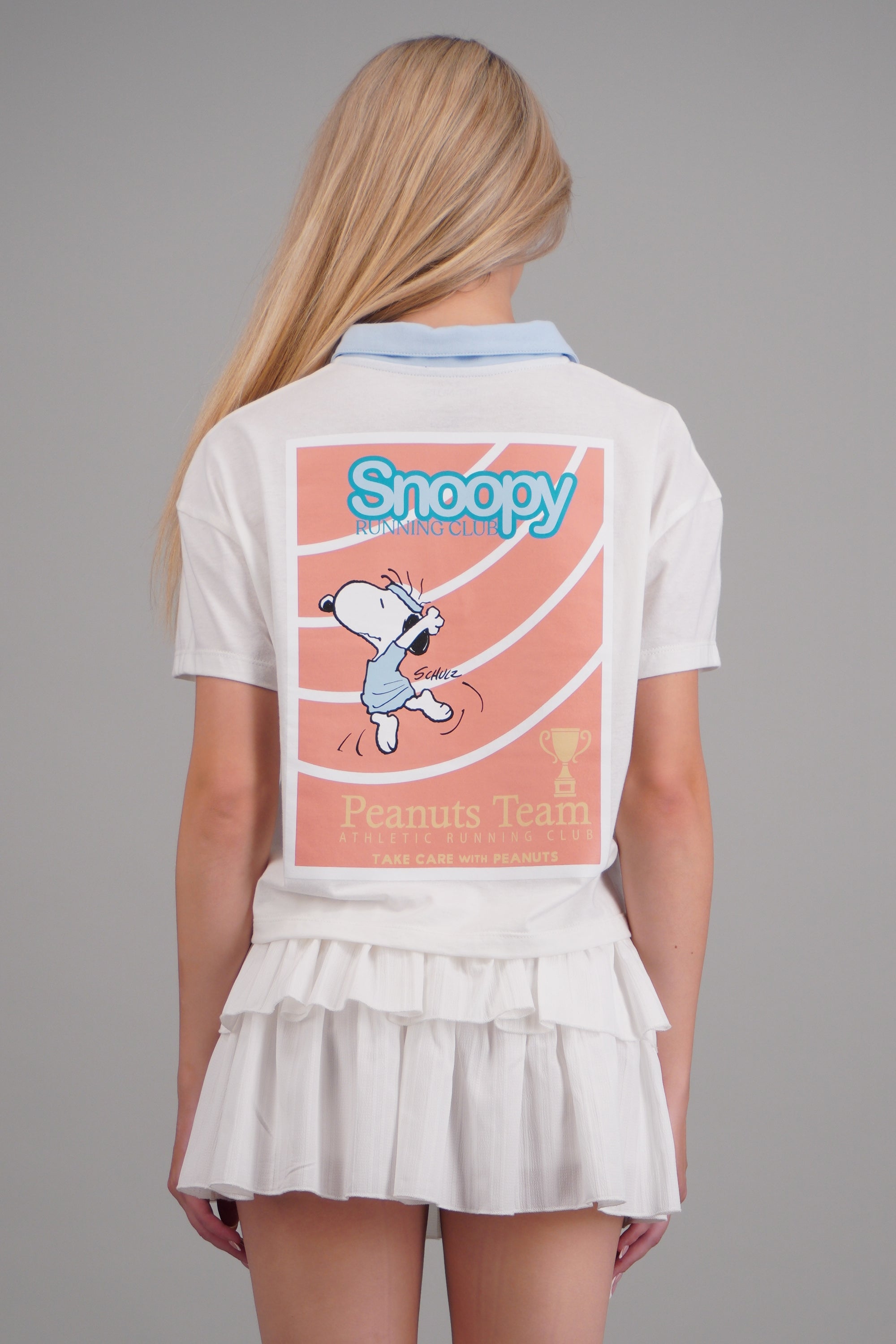 Playera polo snoopy manga corta AZUL PASTEL