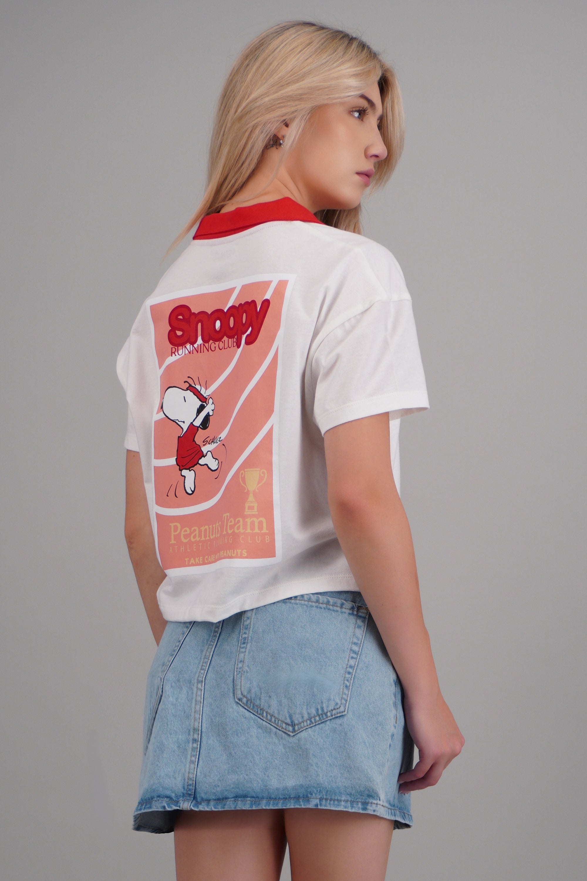 Playera polo snoopy manga corta ROJO