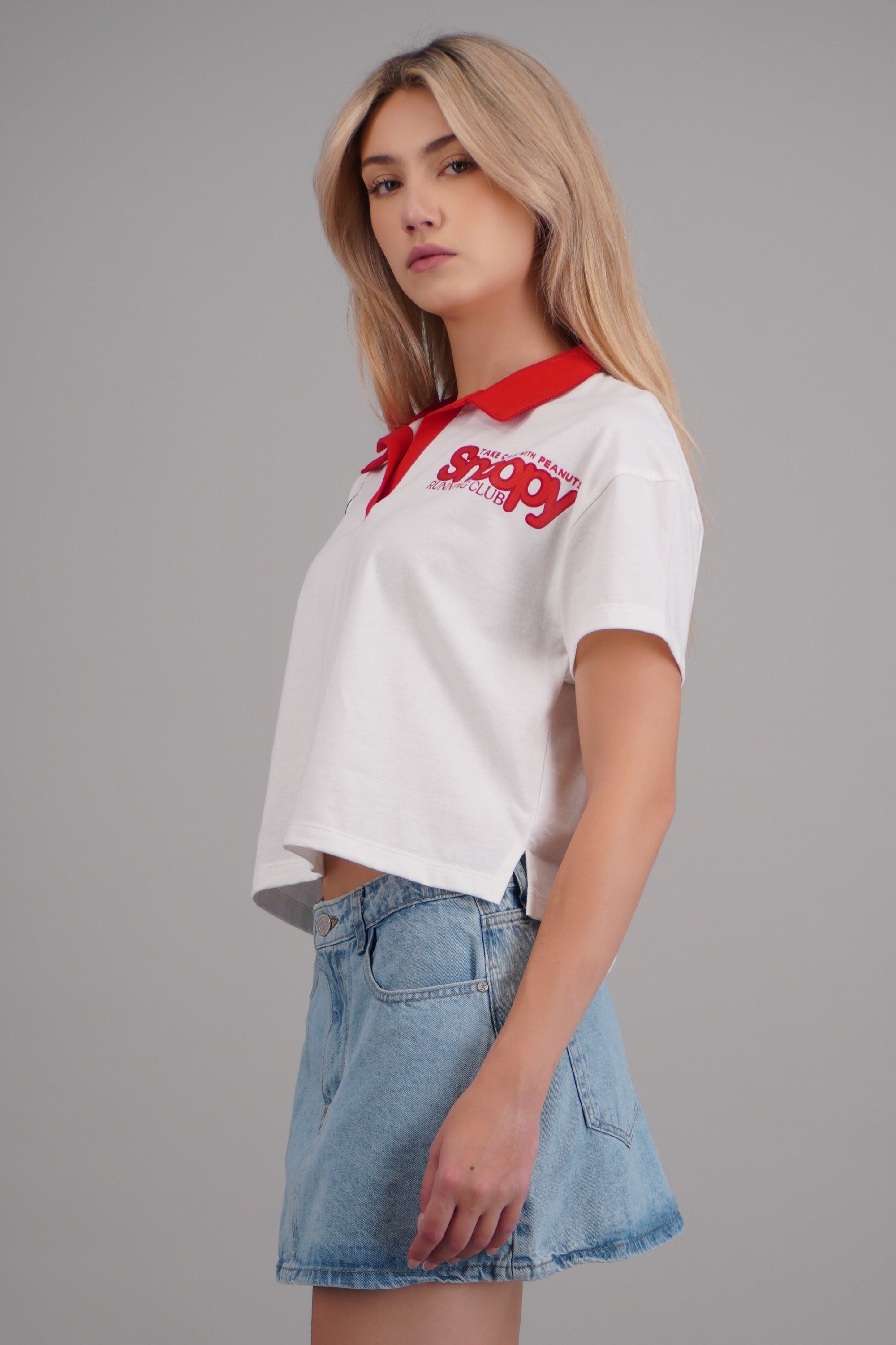 Playera polo snoopy manga corta ROJO