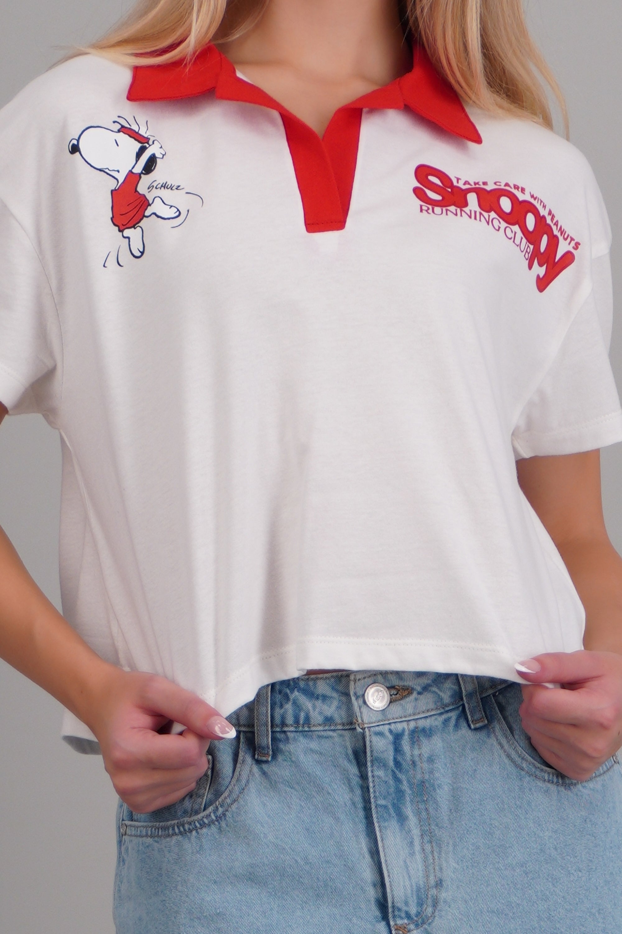 Playera polo snoopy manga corta ROJO