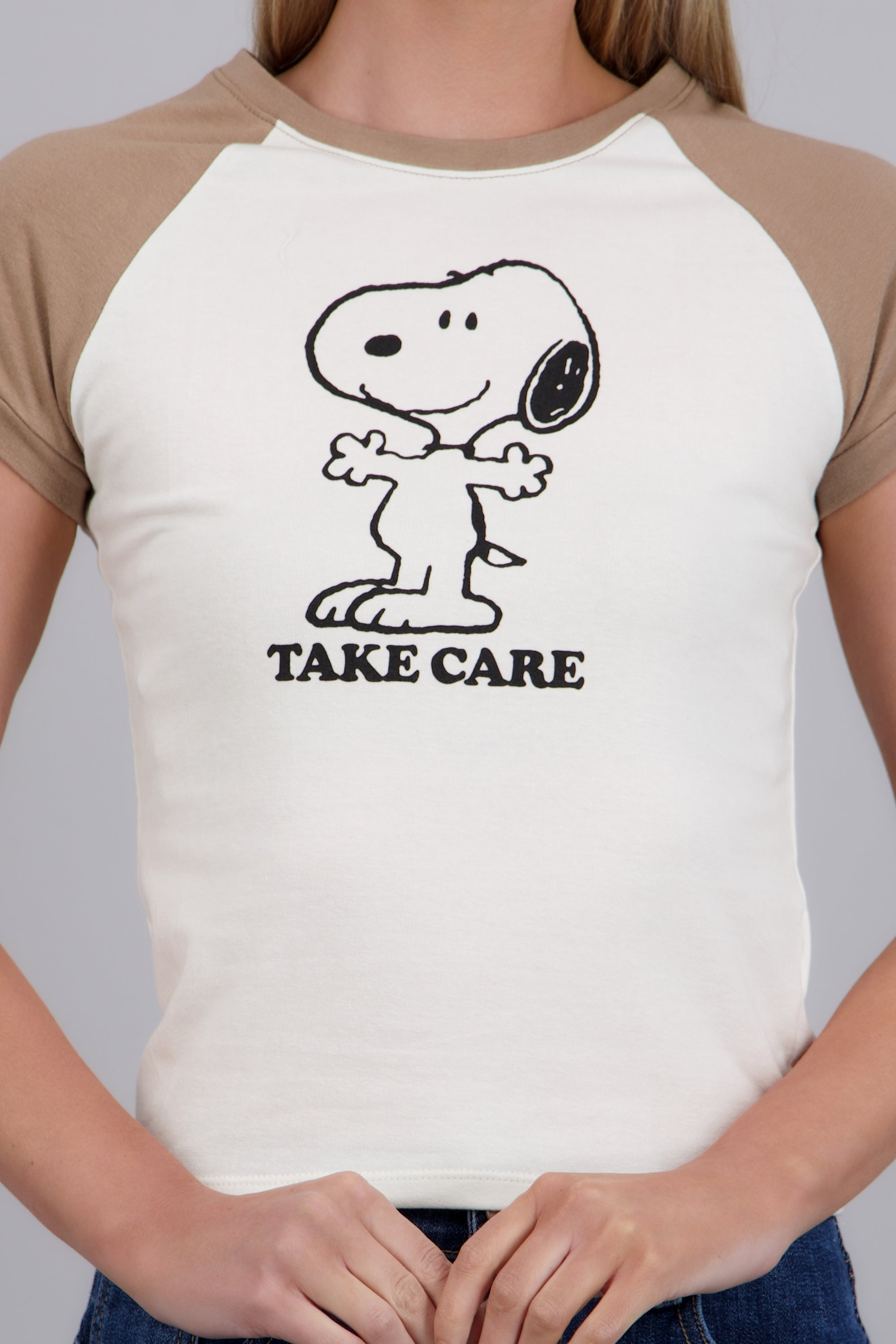Crop Snoopy manga corta Contrastes CAFE