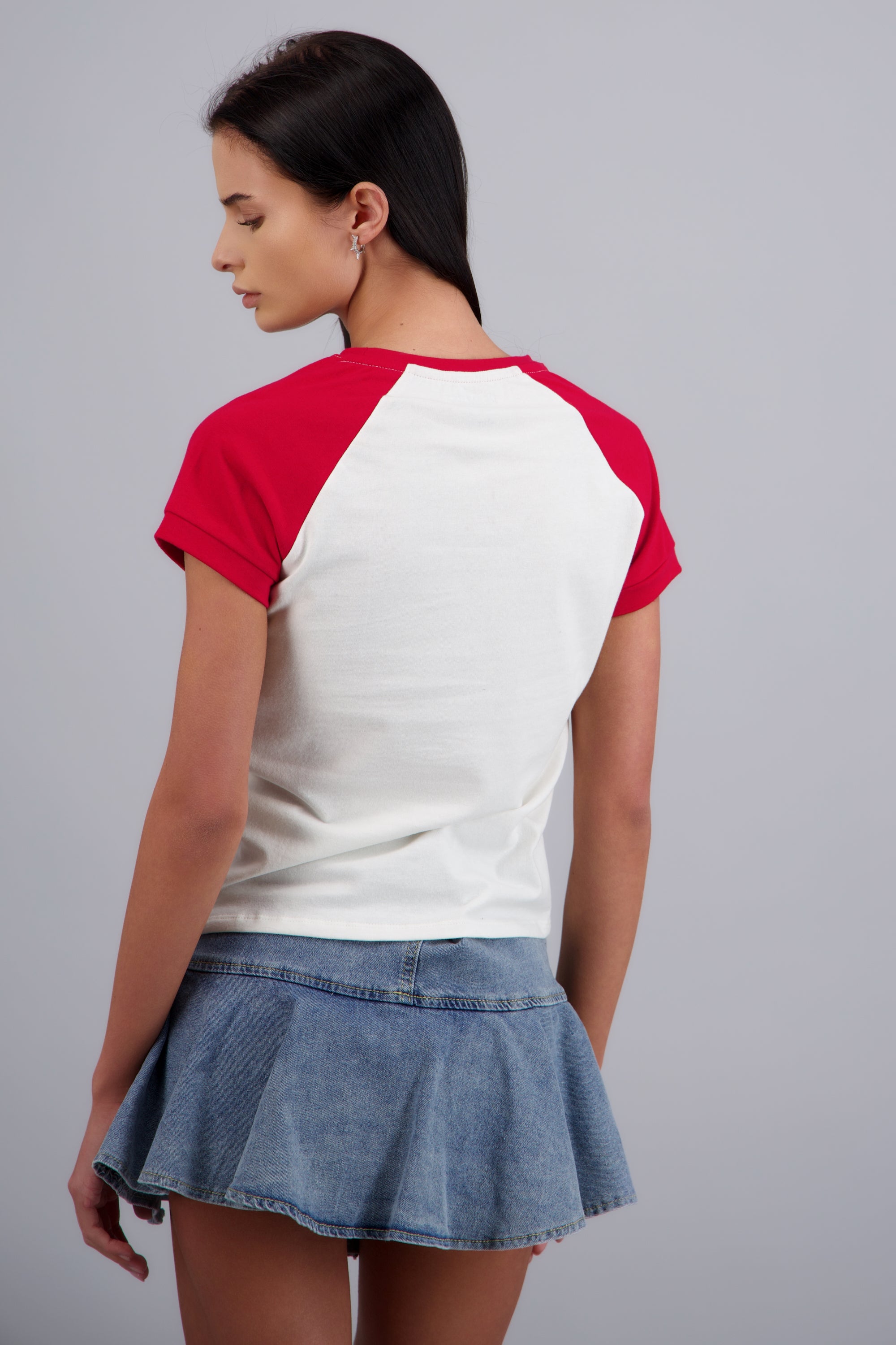 Crop Snoopy manga corta Contrastes ROJO COMBO