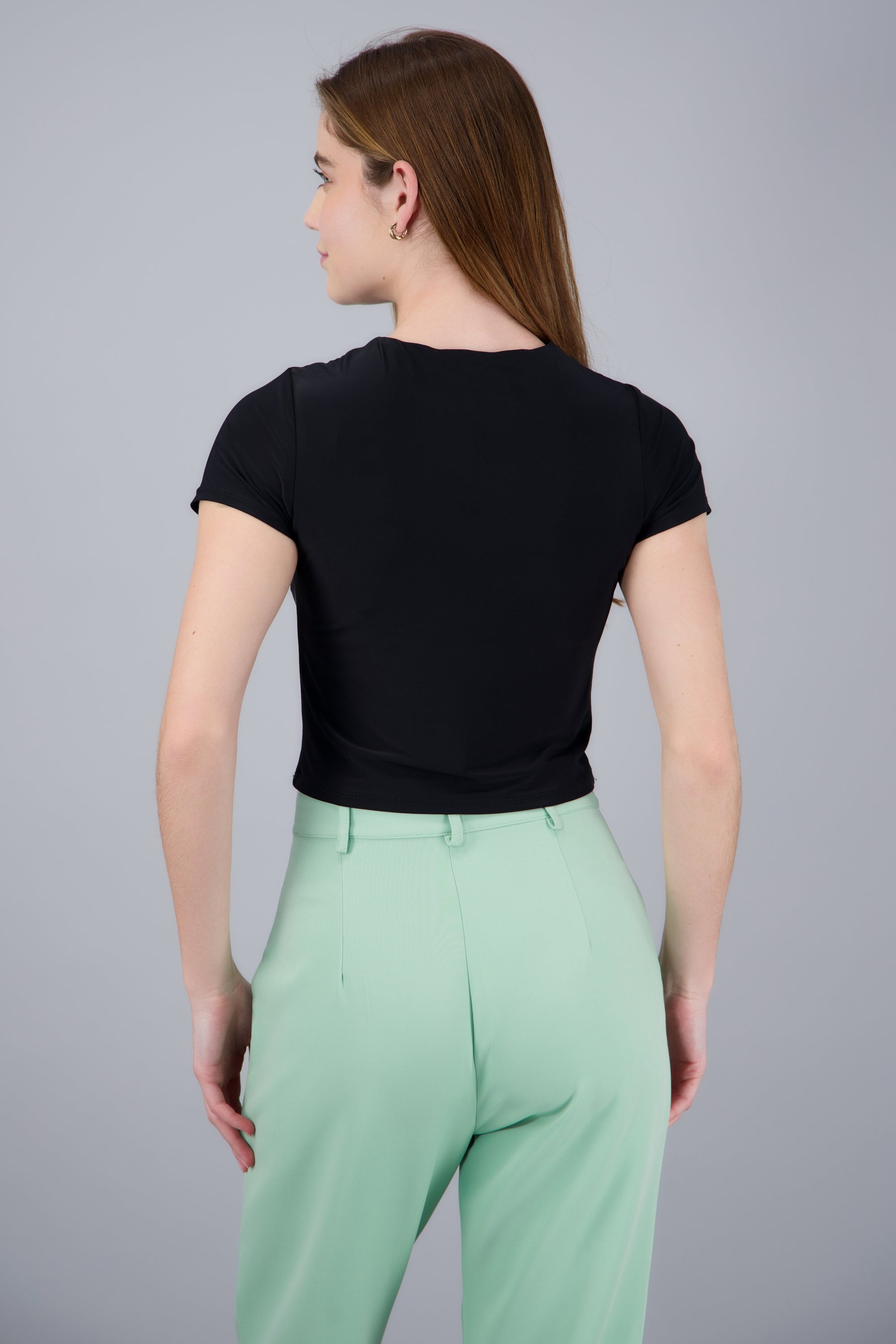 Playera manga corta doble tela NEGRO