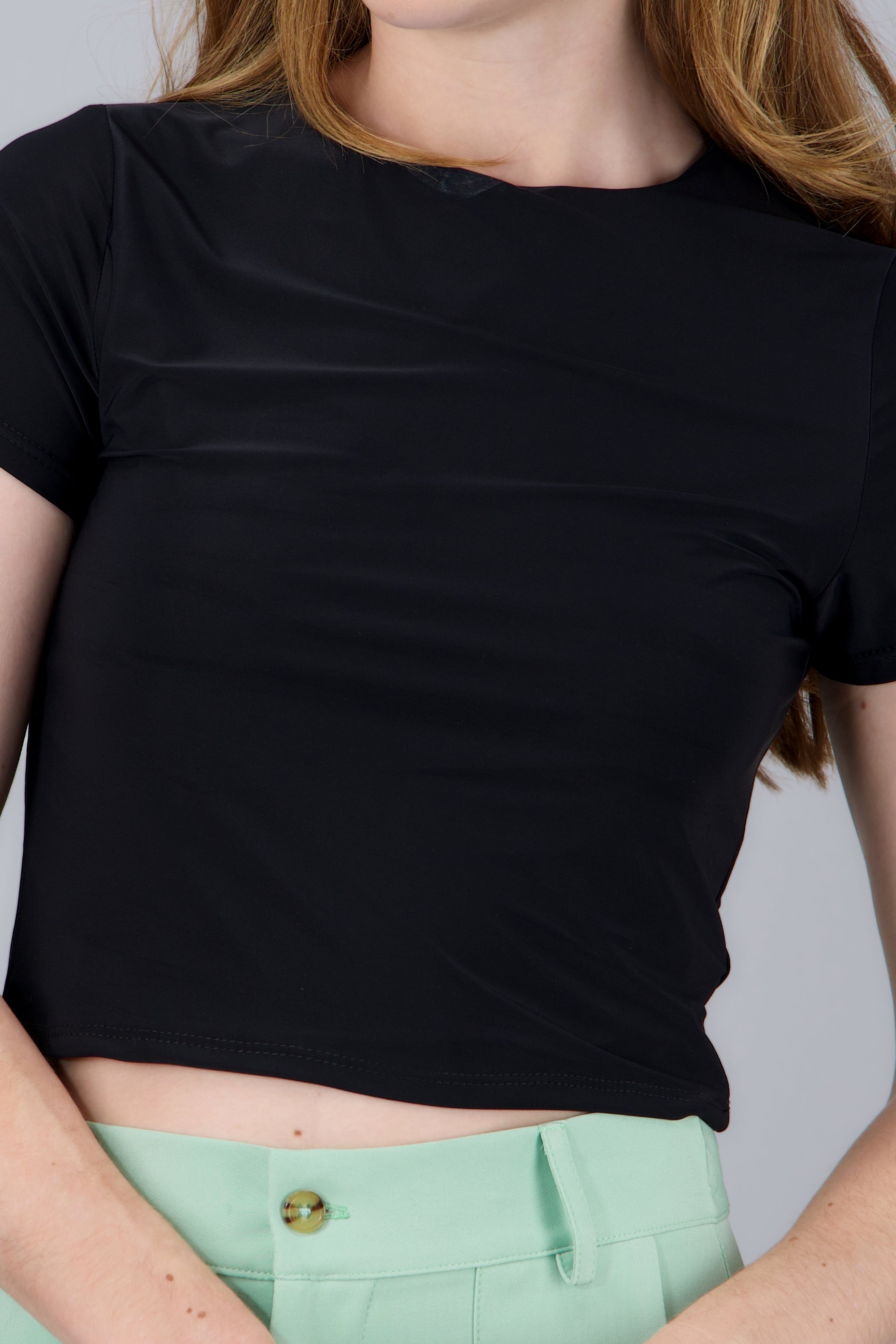 Playera manga corta doble tela NEGRO