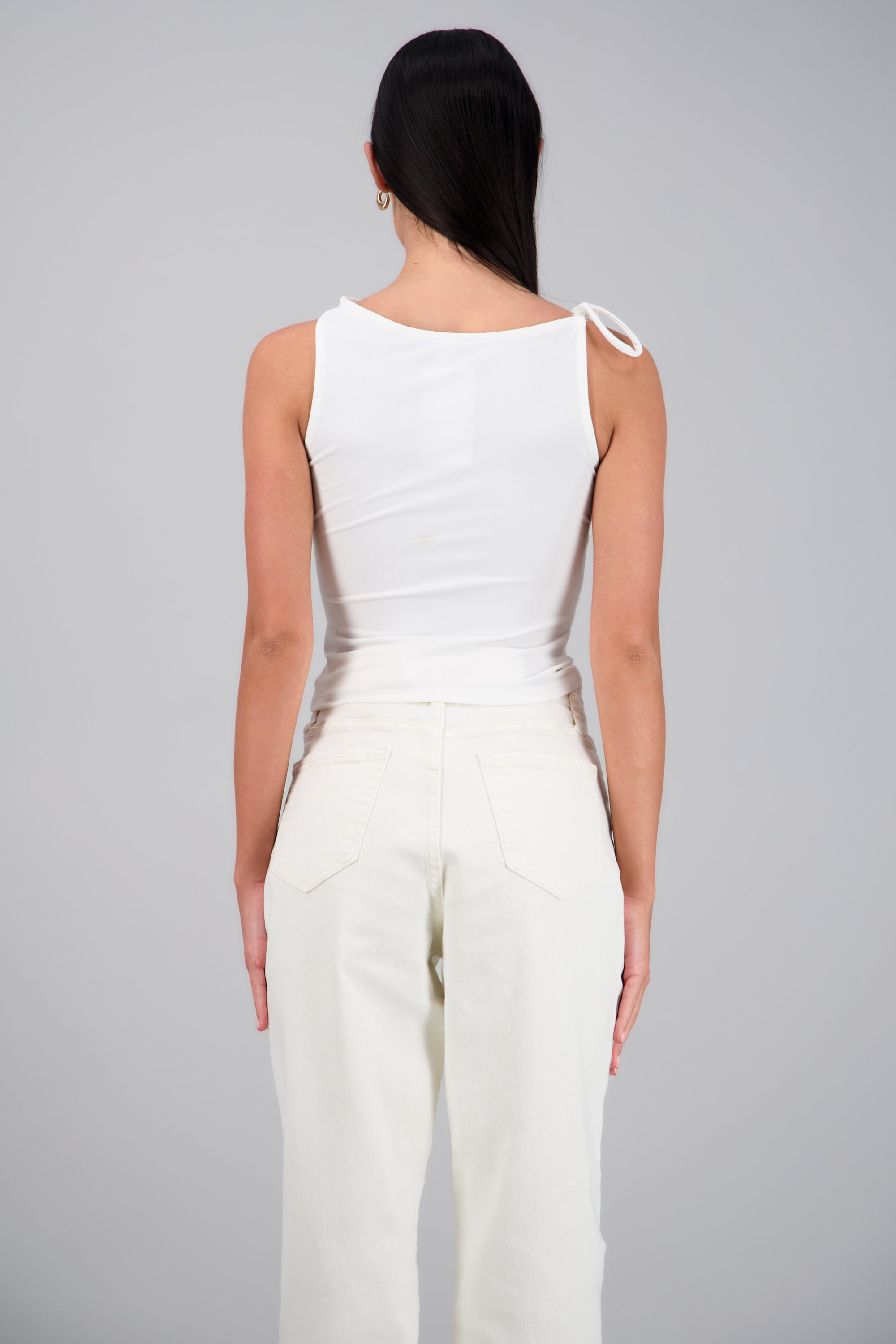 Top drapeado con tirante jareta BLANCO