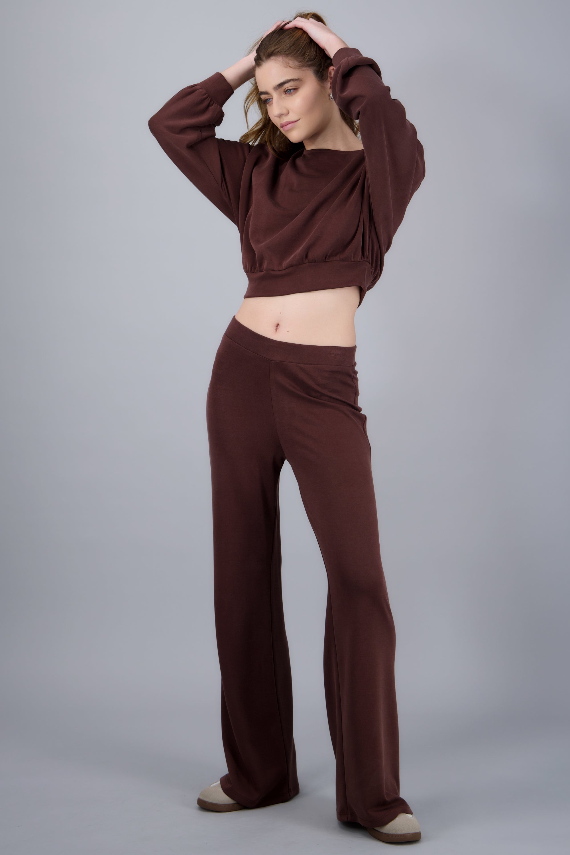 Pantalon liso flare CHOCOLATE