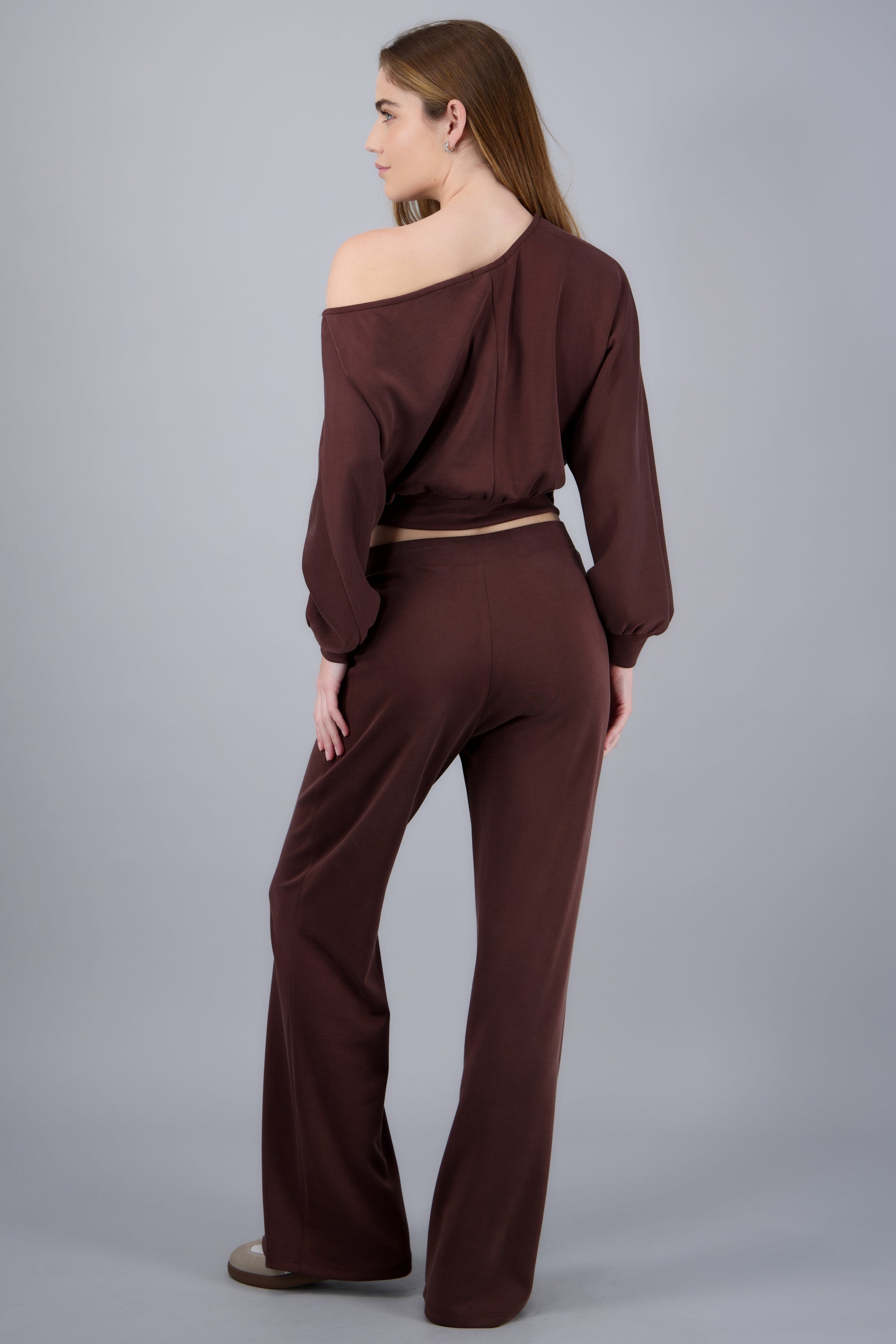 Pantalon liso flare CHOCOLATE
