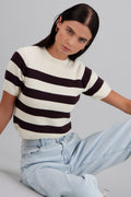Top crop rayas manga corta