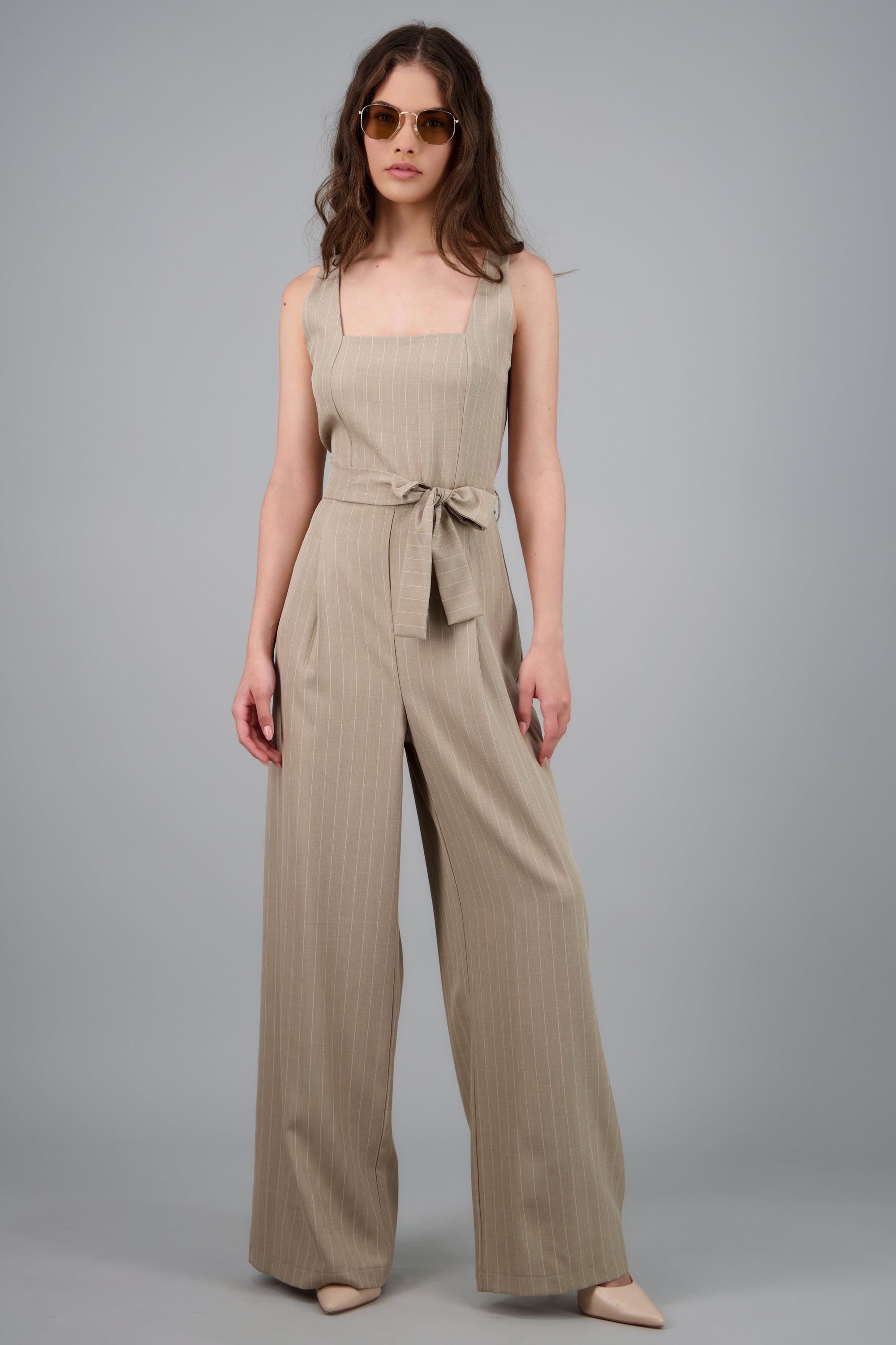 Jumpsuit de rayas diplomaticas BEIGE