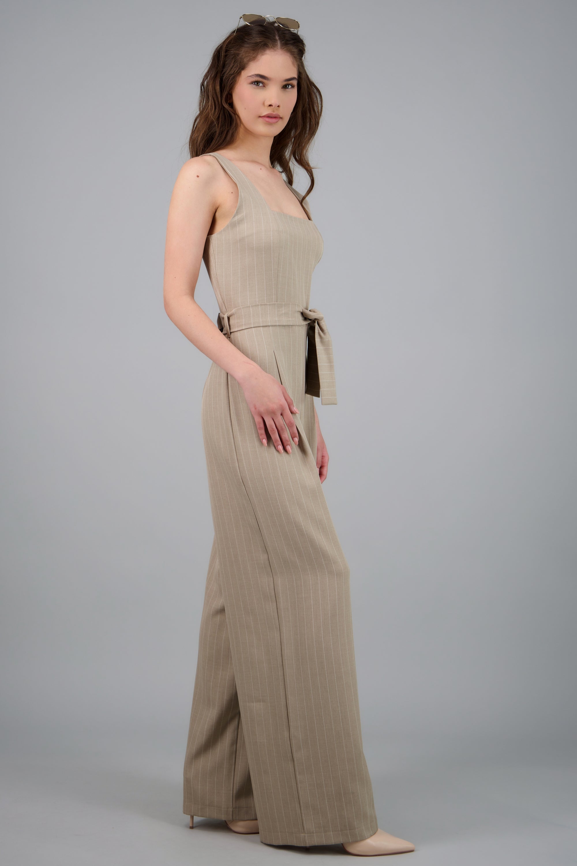 Jumpsuit de rayas diplomaticas BEIGE