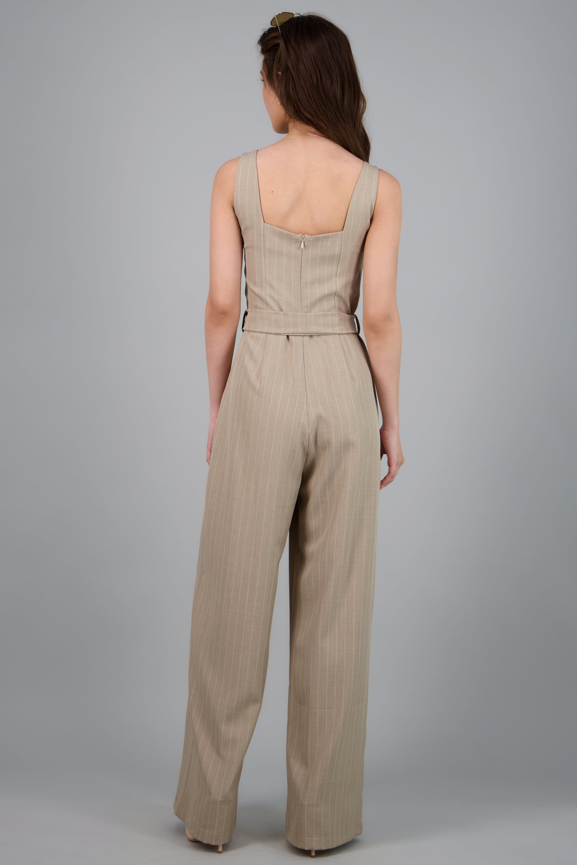 Jumpsuit de rayas diplomaticas BEIGE