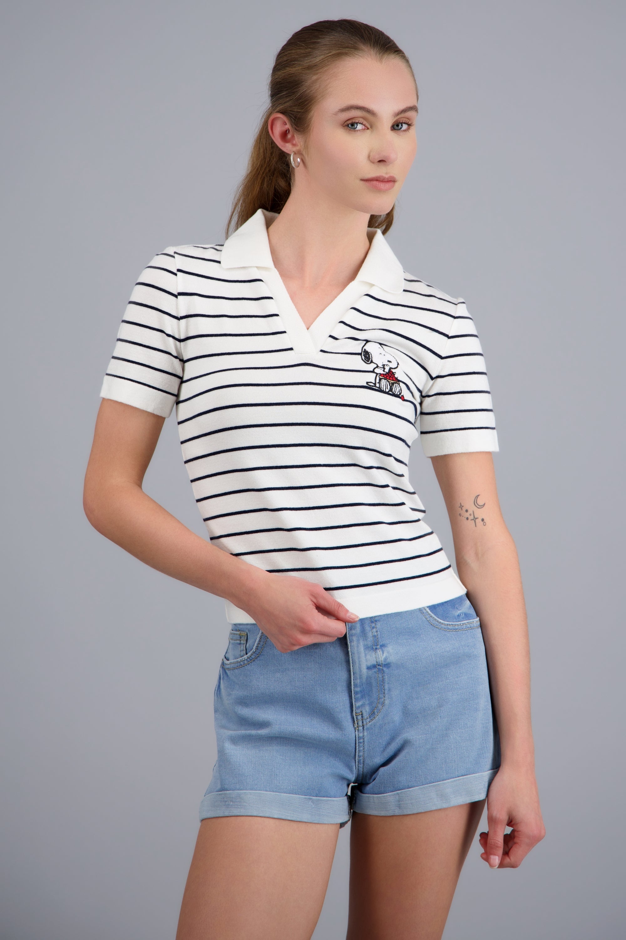 Polo rayas tejido snoopy MARINO COMBO