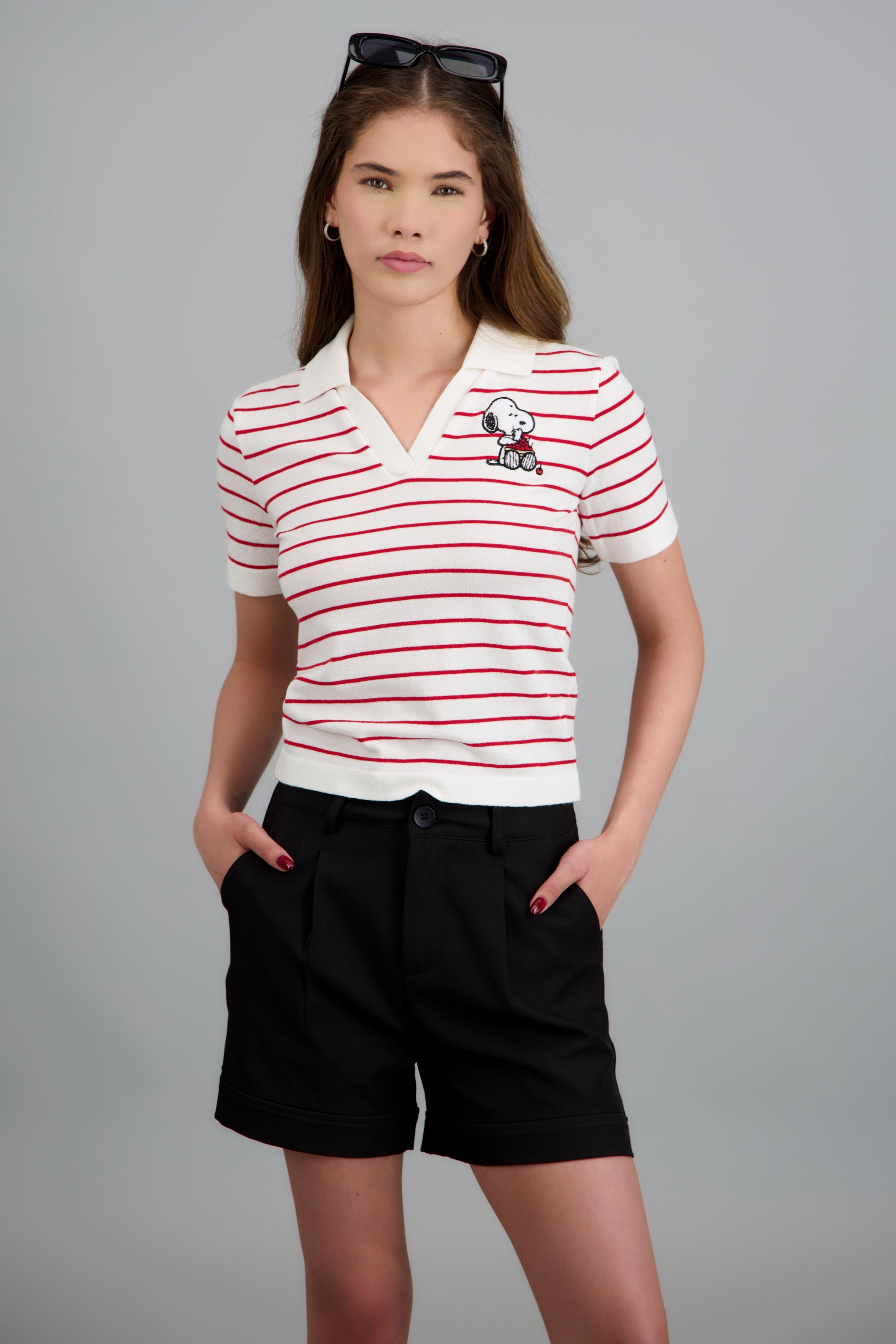 Polo rayas tejido snoopy ROJO COMBO