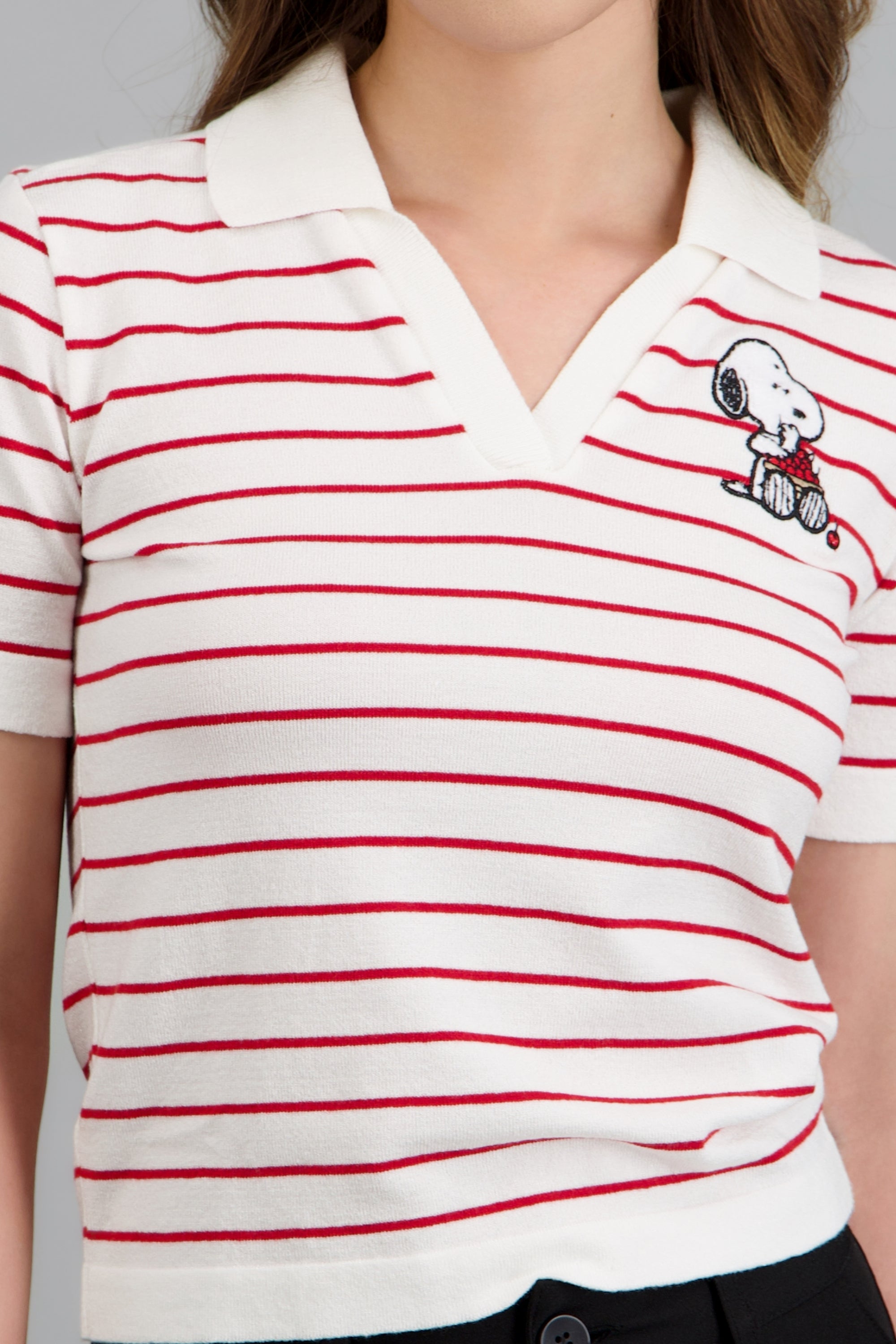 Polo rayas tejido snoopy ROJO COMBO