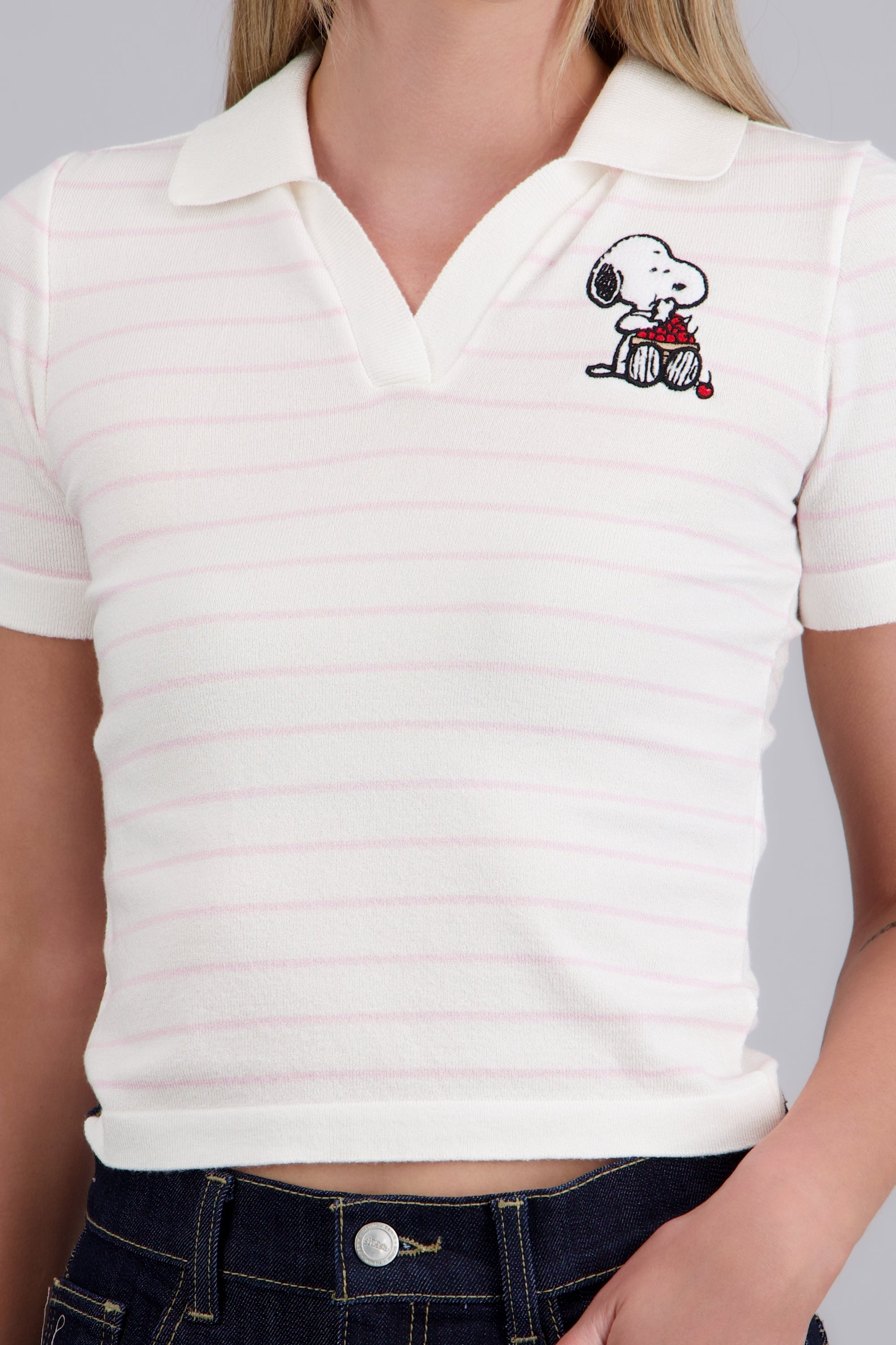 Polo rayas tejido snoopy ROSA COMBO