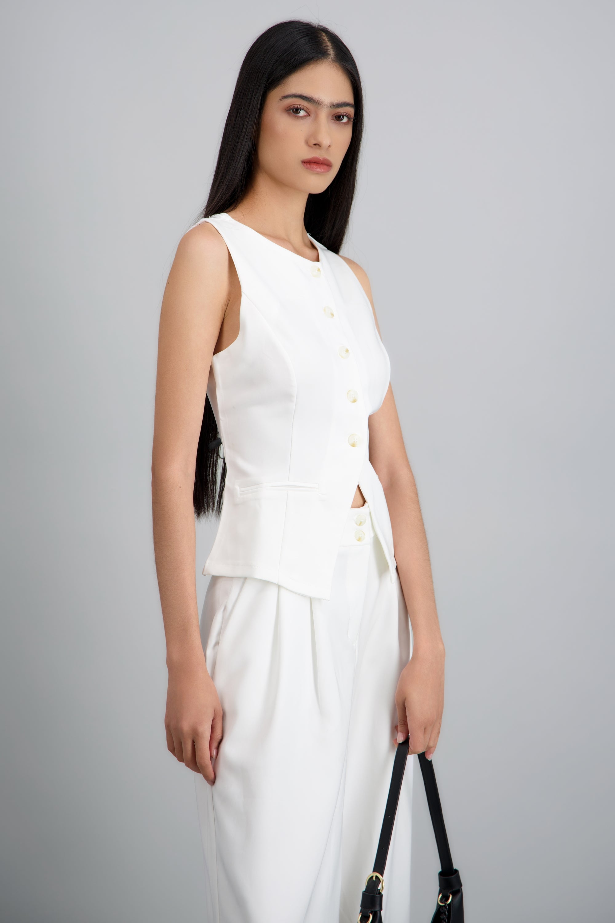 Top estilo chaleco con botones BLANCO