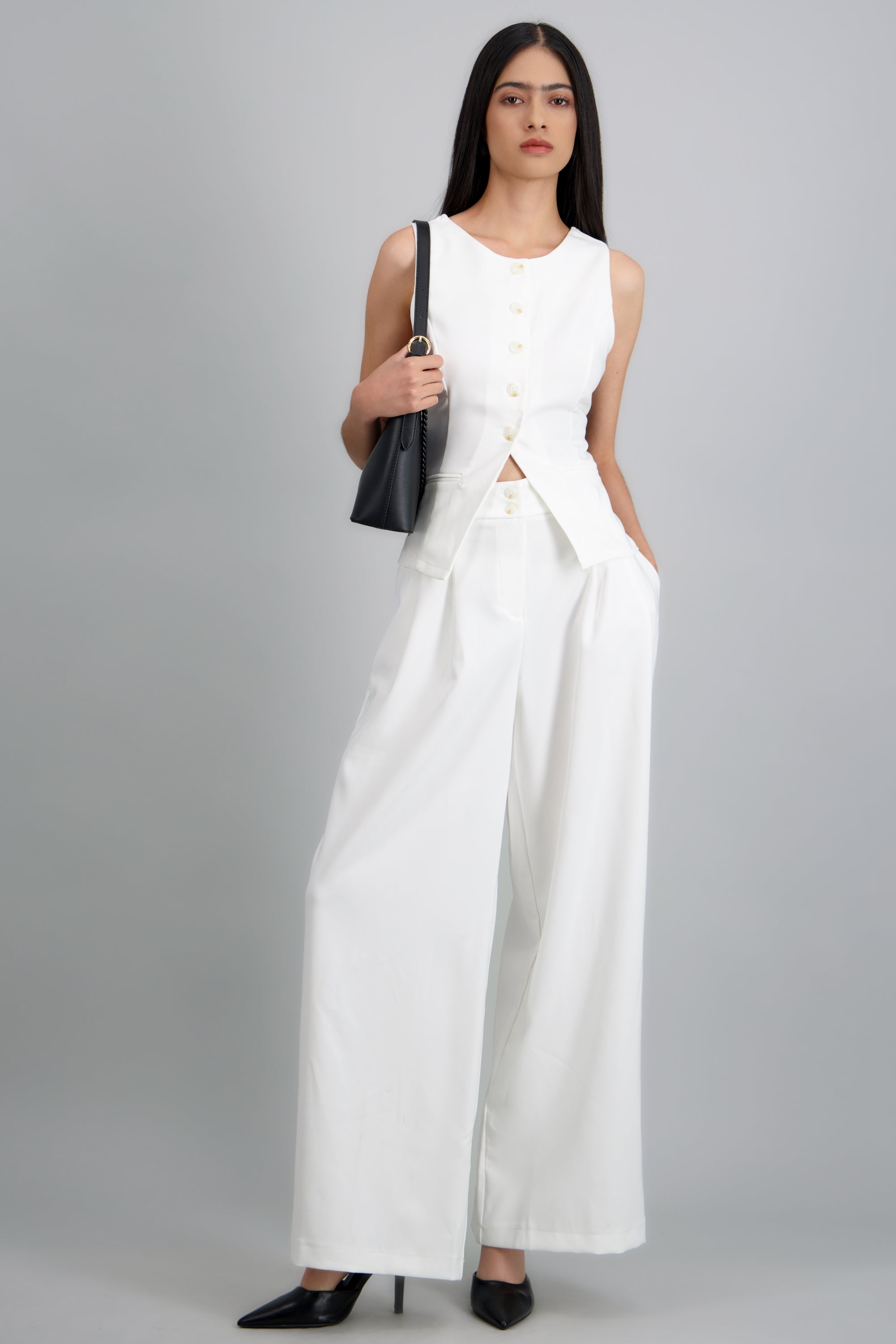 Pantalon amplio sastre BLANCO