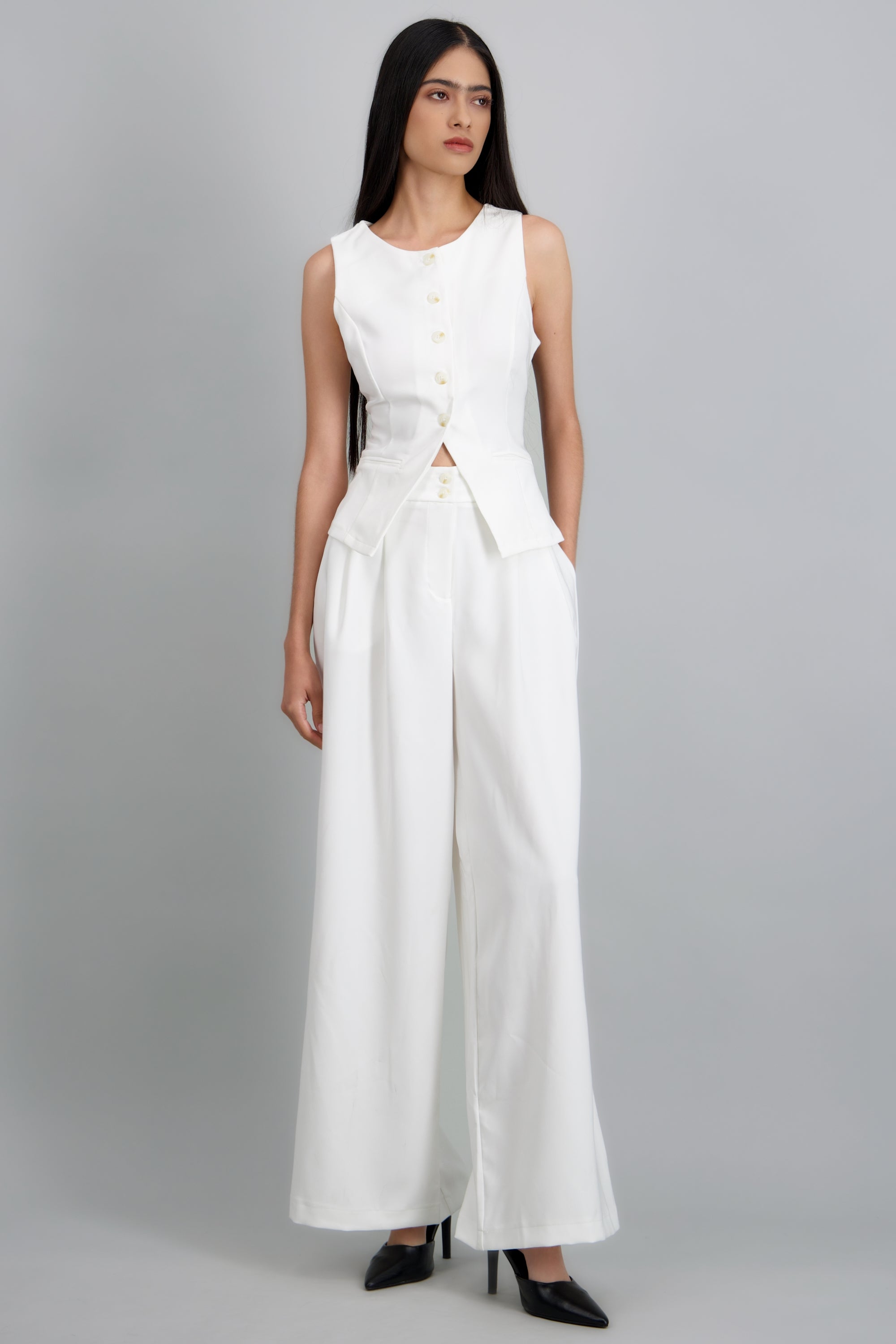 Pantalon amplio sastre BLANCO